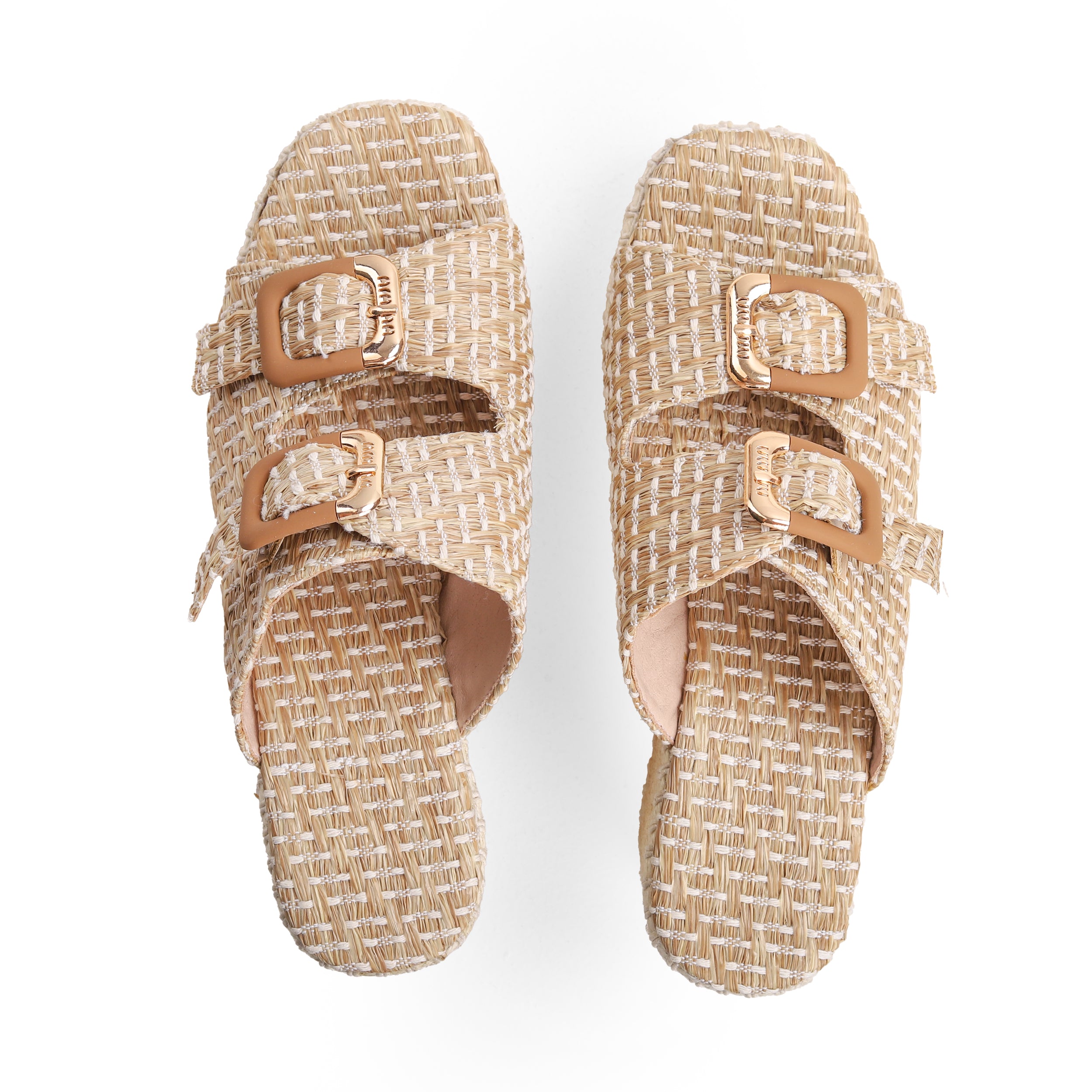 Crestina Raffia Heels Beige