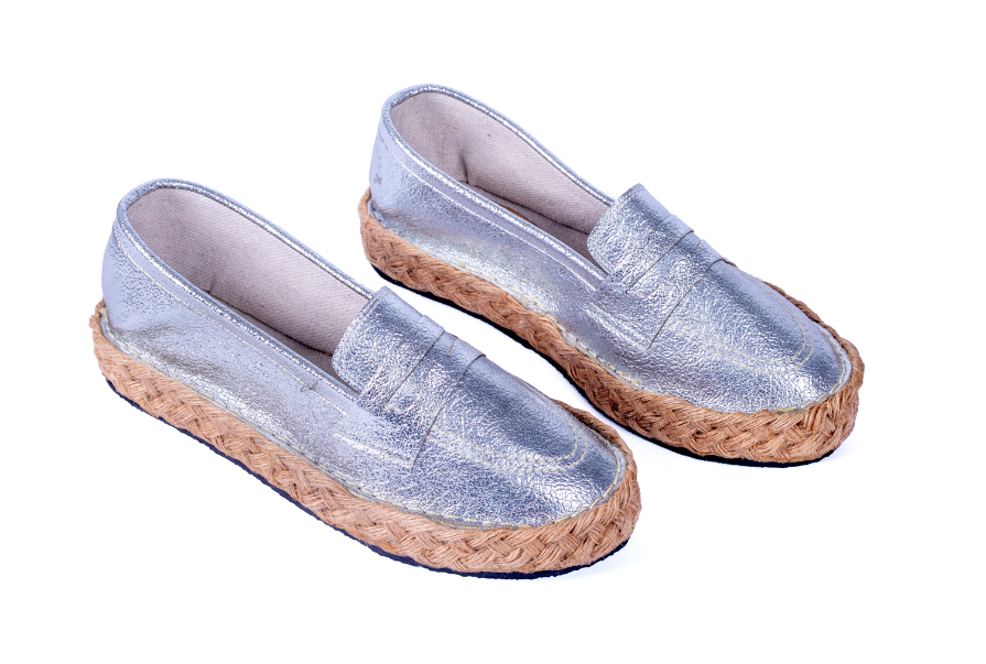 Raffia Shoes From Just Collection Silver