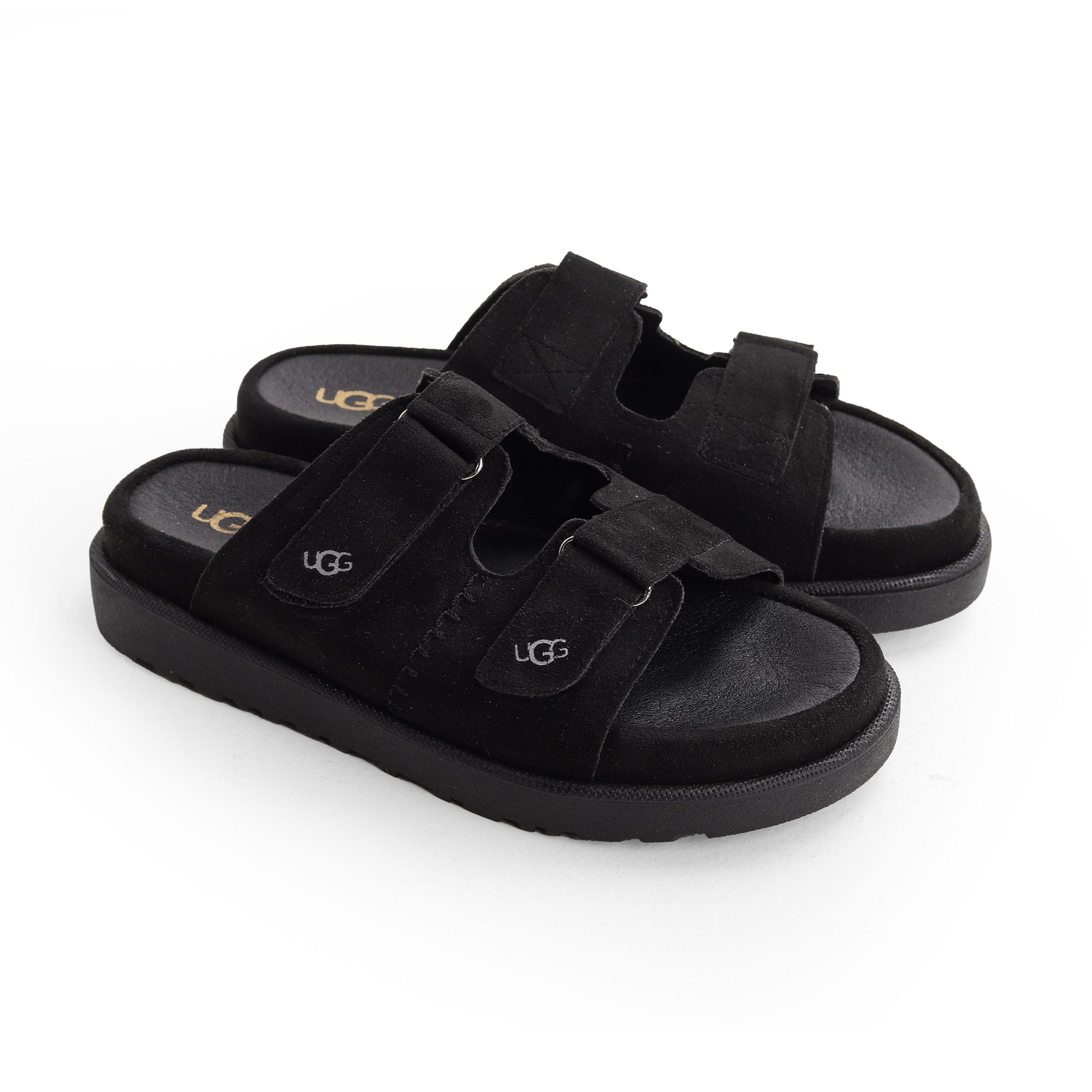 Crestina UGS Strap Slide Suede Leather Black