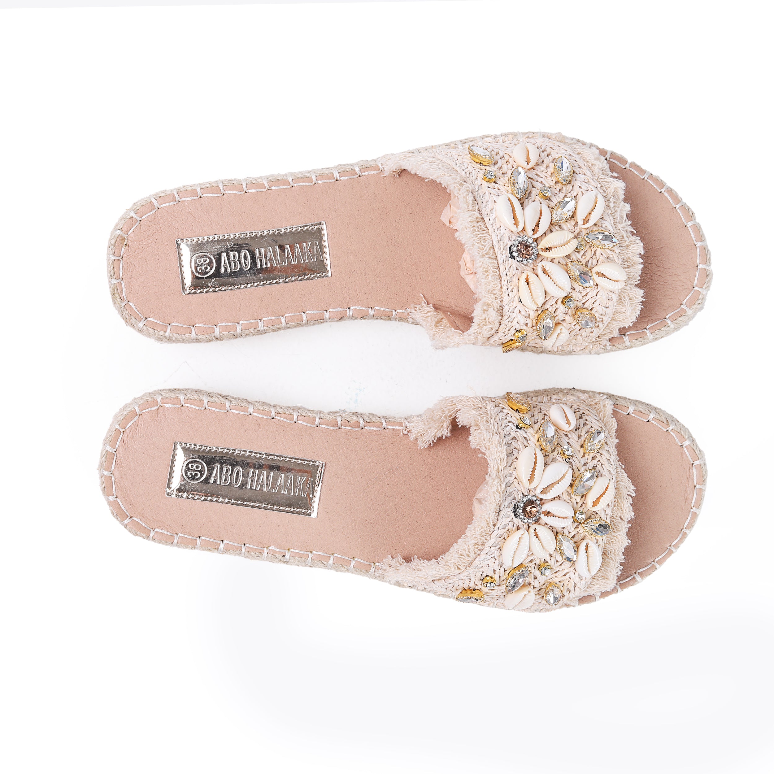 Colored Raffia Slipper For Women -119-