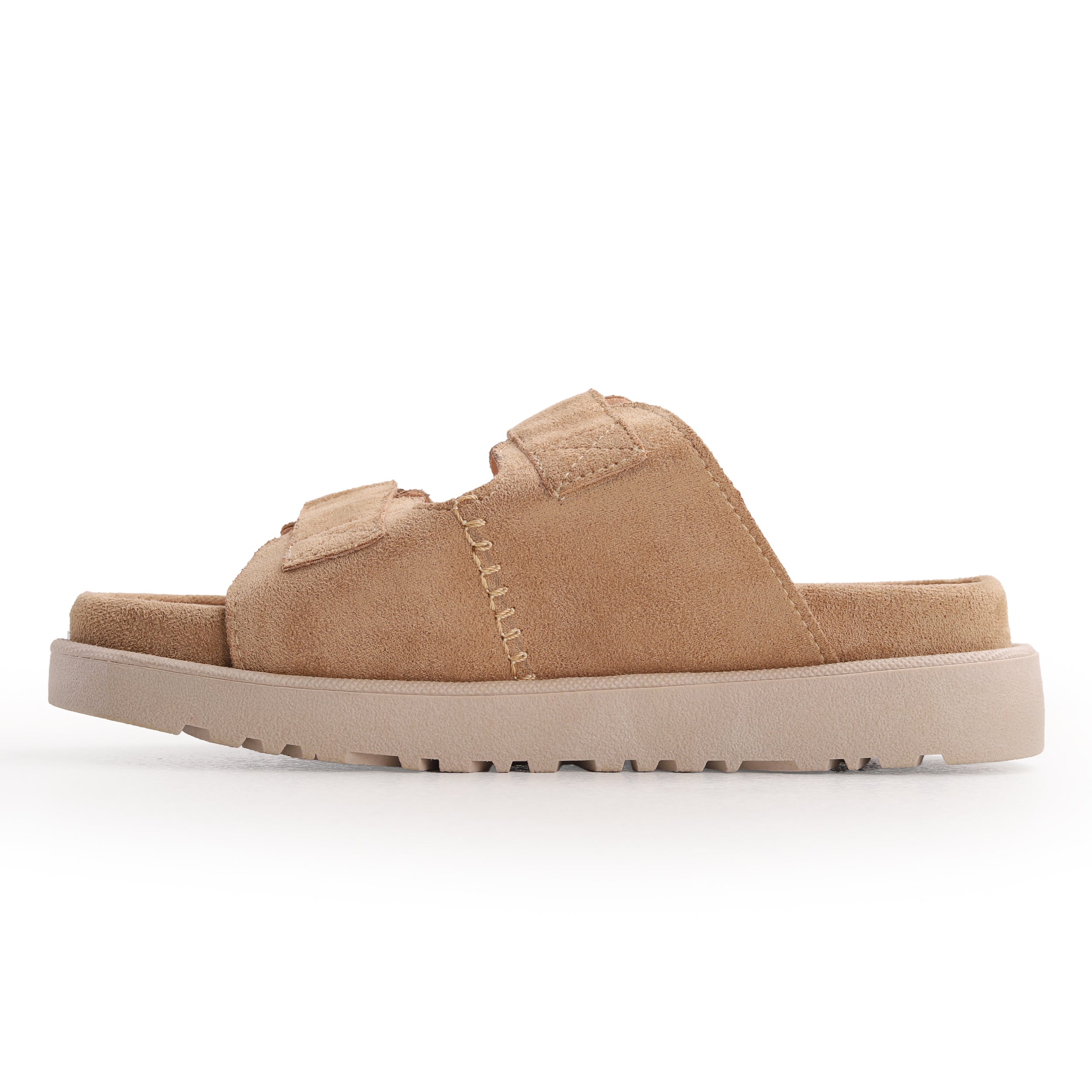 Crestina UGS Strap Slide Suede Leather Beige