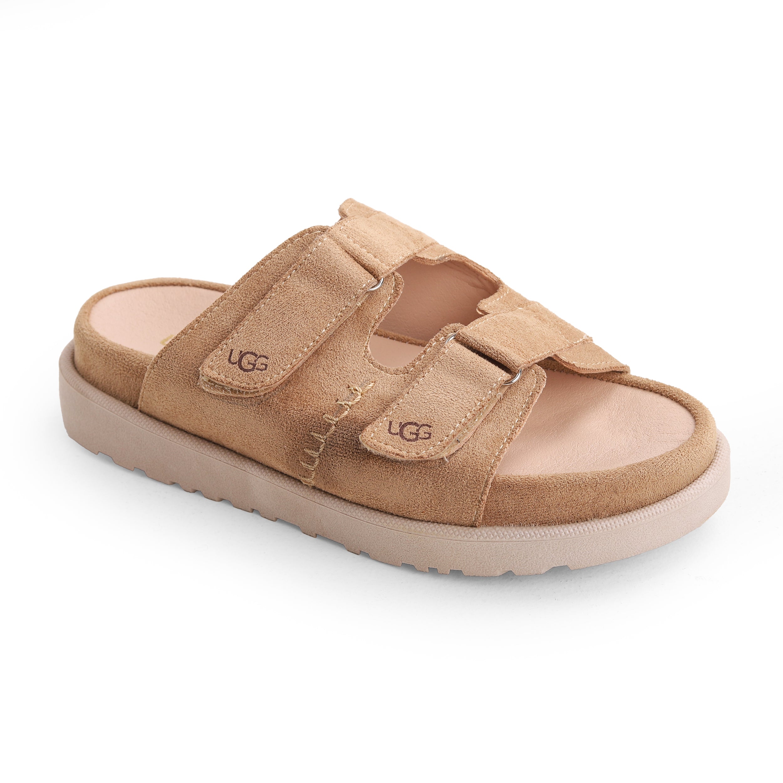 Crestina UGS Strap Slide Suede Leather Beige