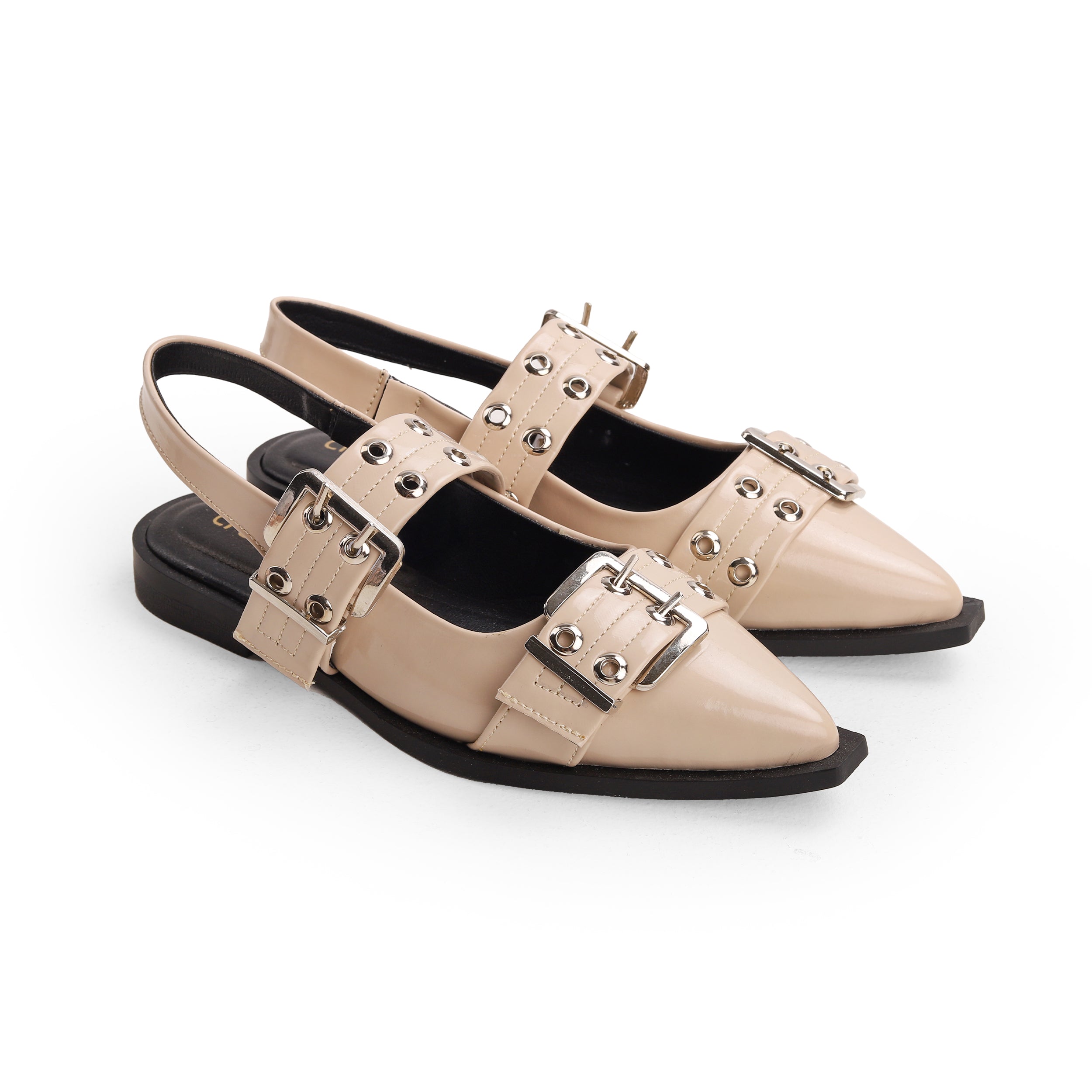 Crestina-O Slingback flats in Beige Plaid