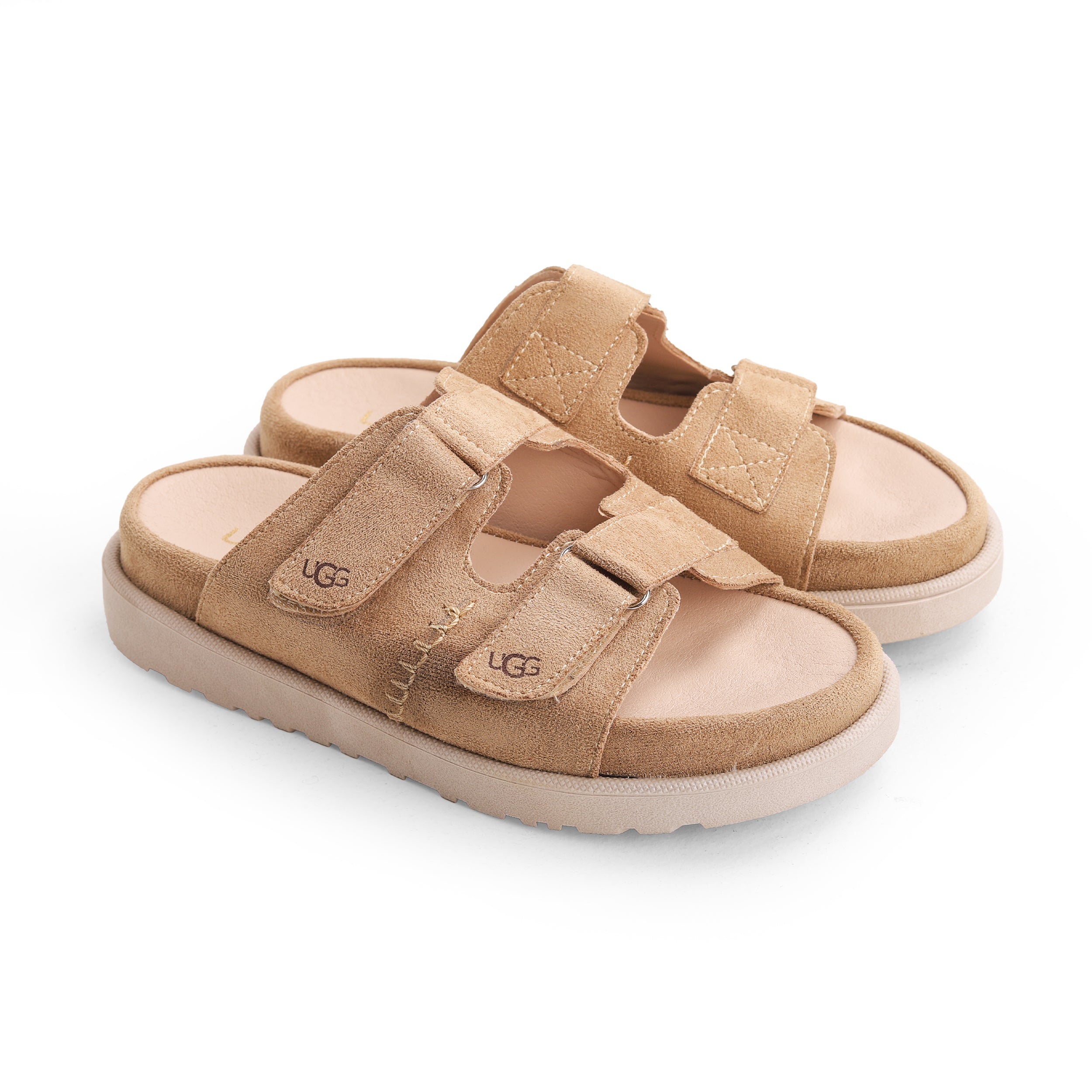 Crestina UGS Strap Slide Suede Leather Beige