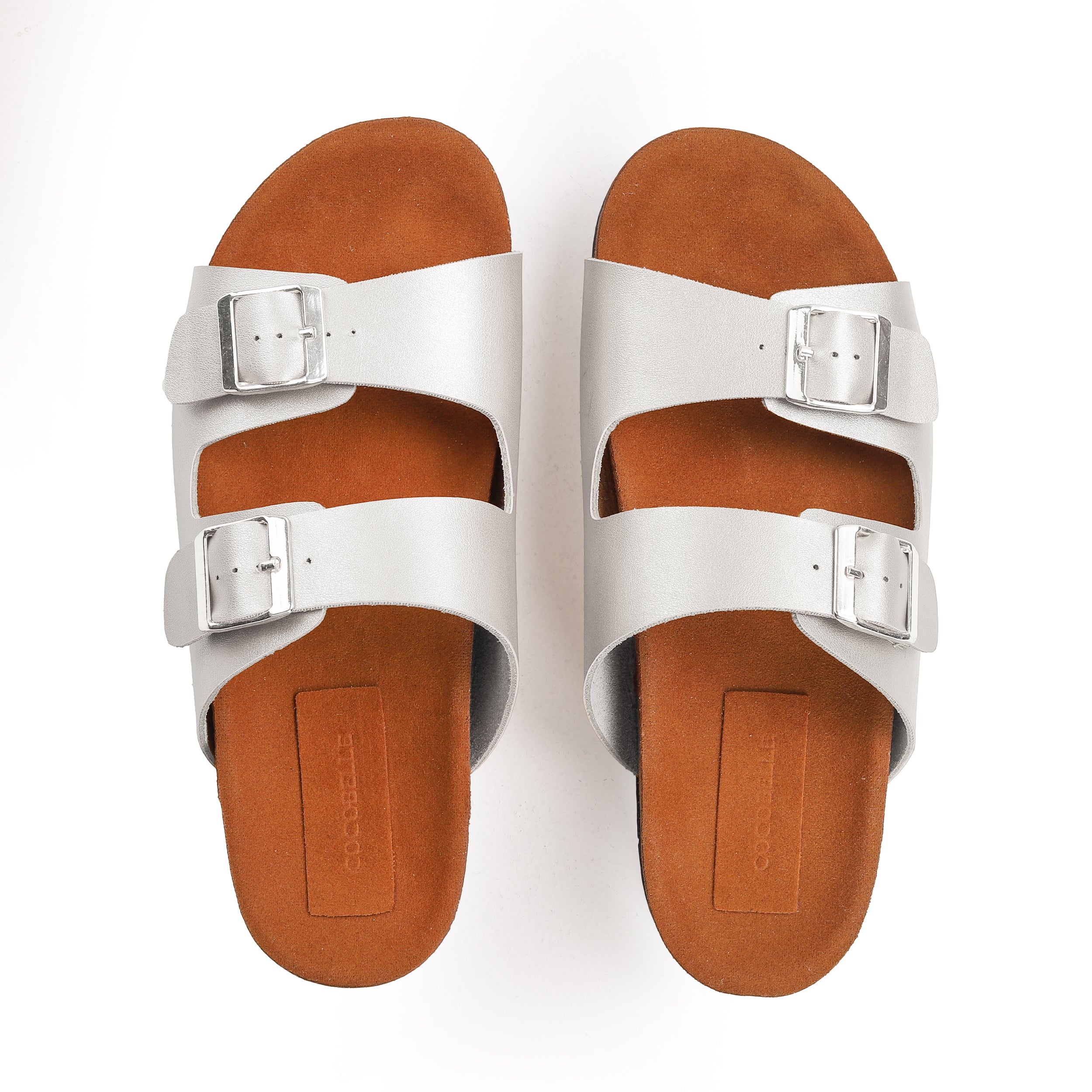 Cocobelle Straps Slide Genuine Leather Silver