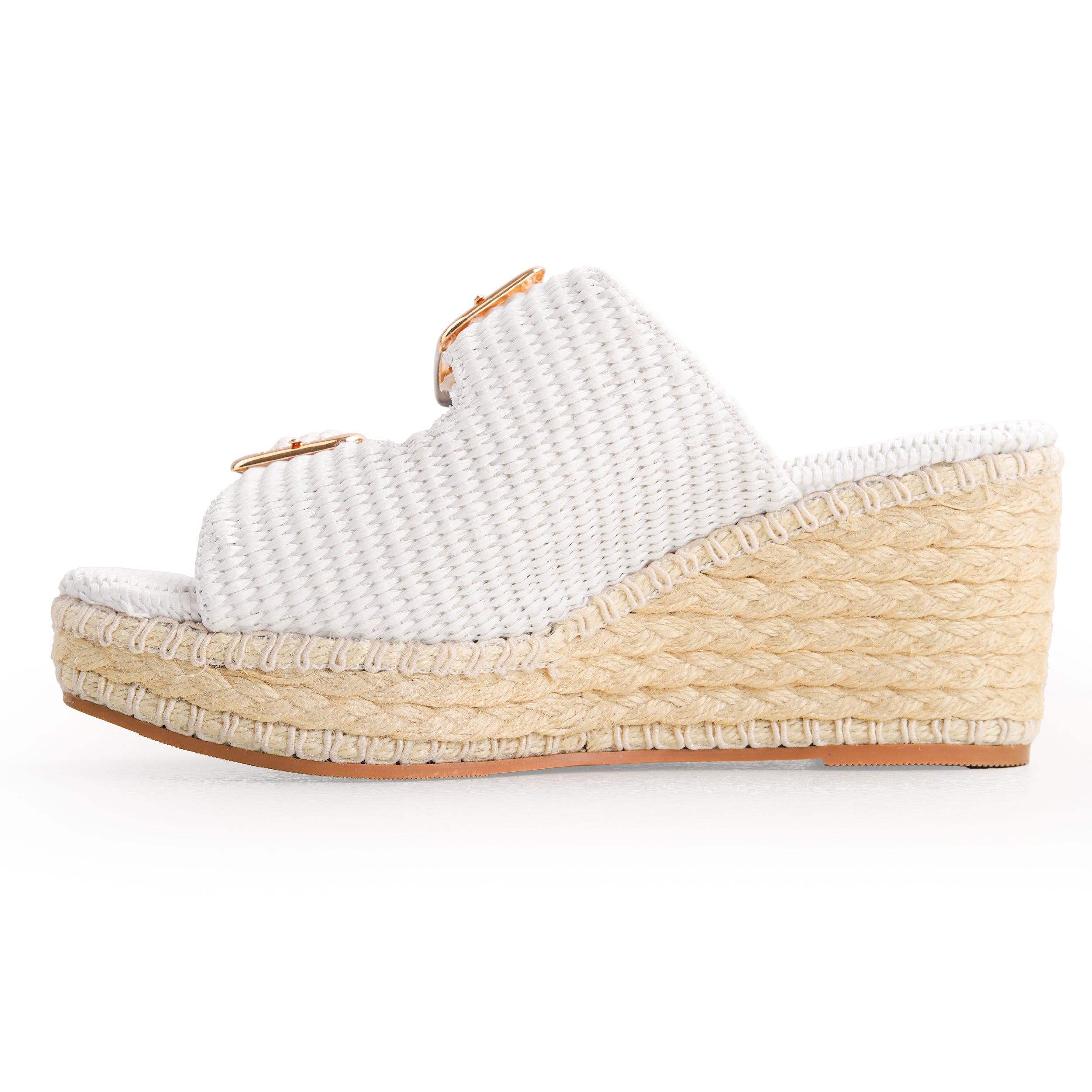 Crestina Raffia Heels White