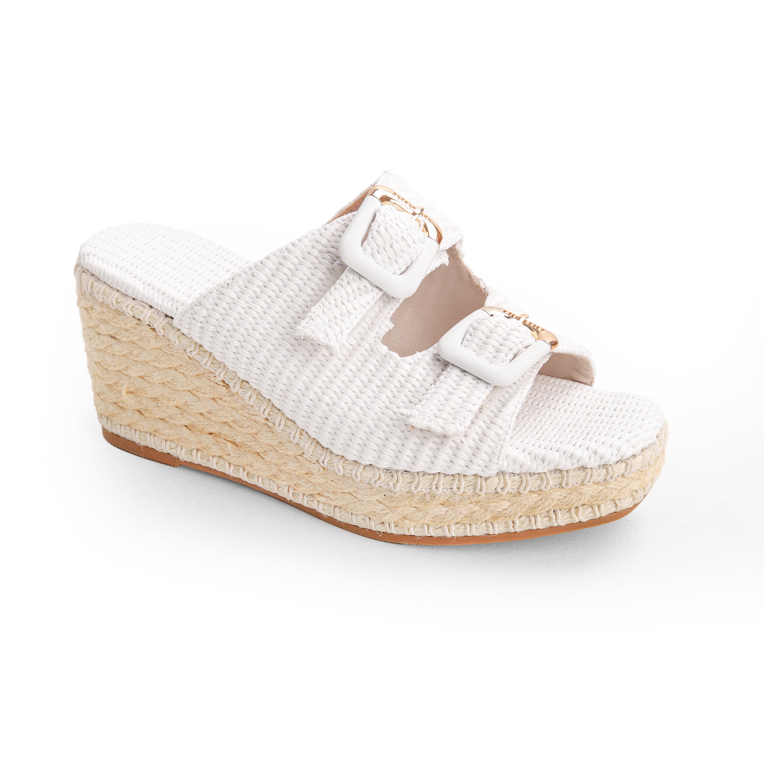 Crestina Raffia Heels White