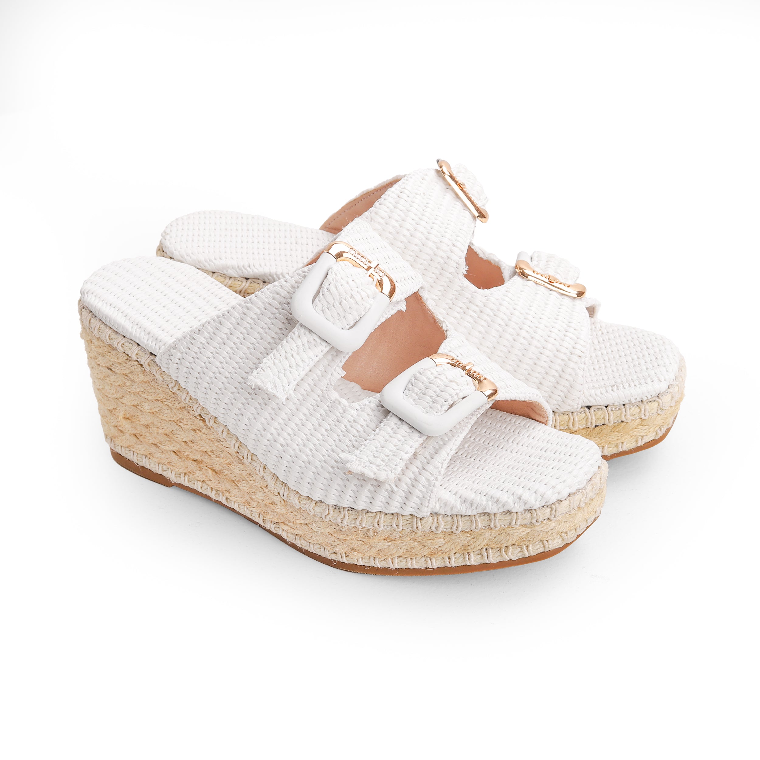 Crestina Raffia Heels White