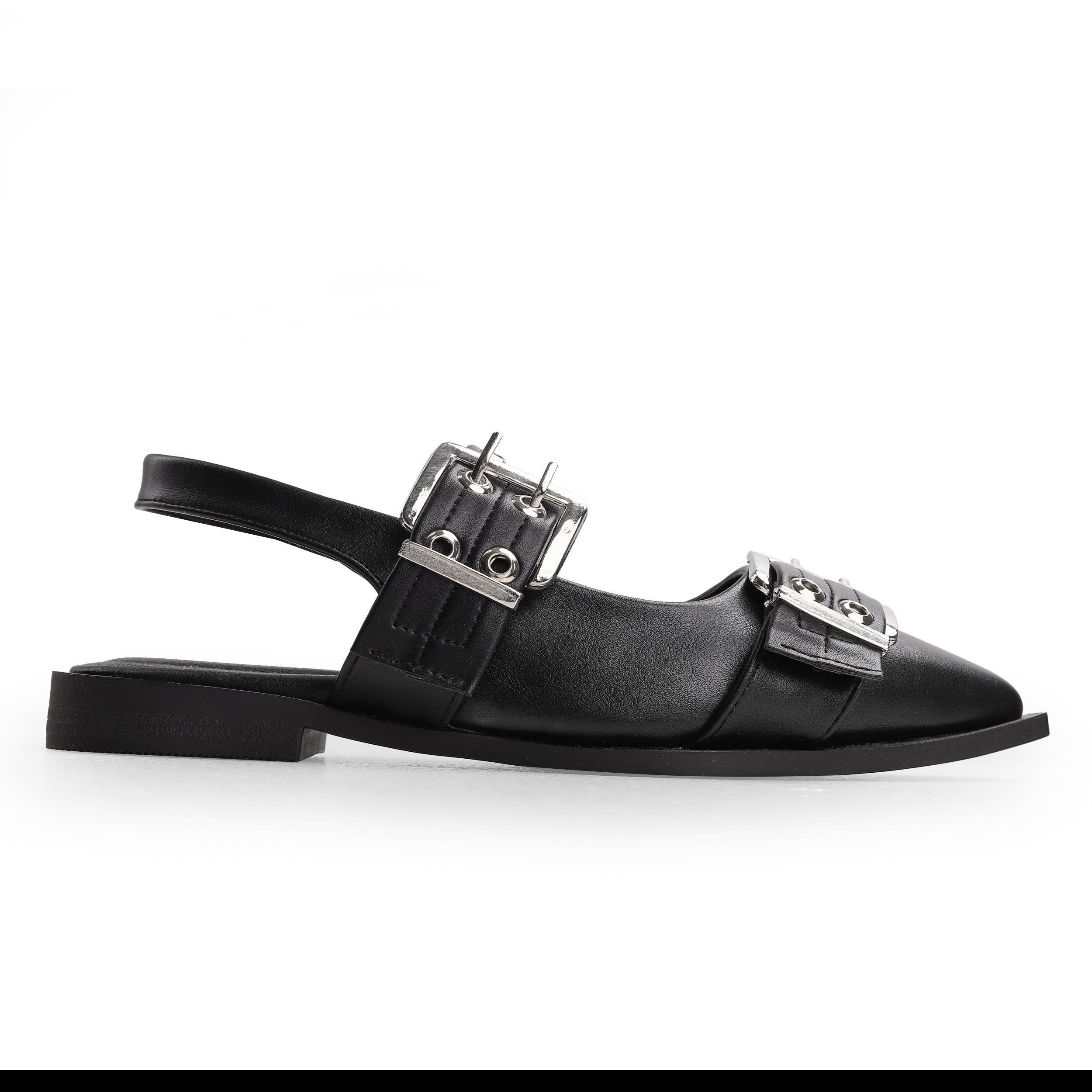 Crestina-O Slingback flats in Black Plaid