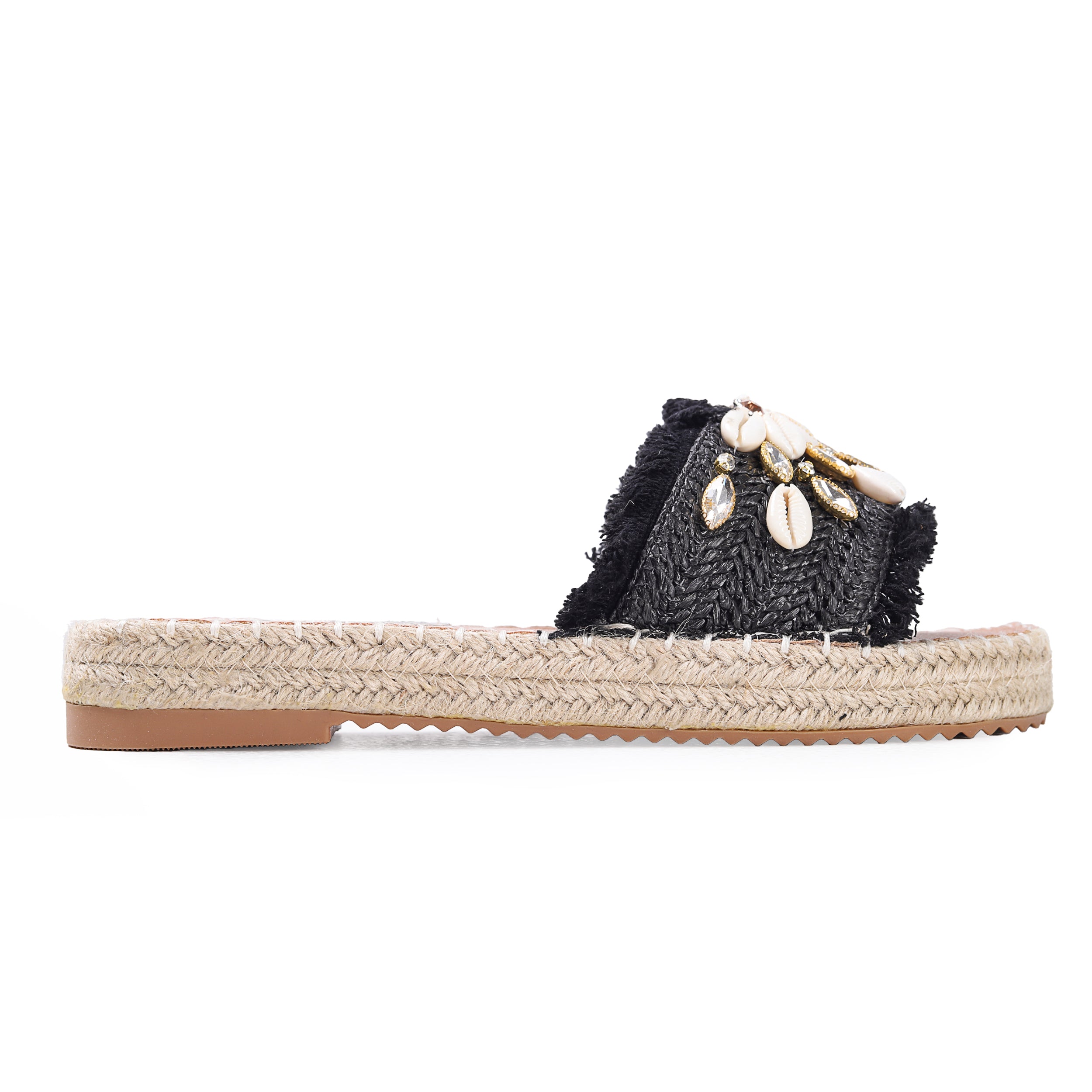 Colored Raffia Slipper For Women -119-
