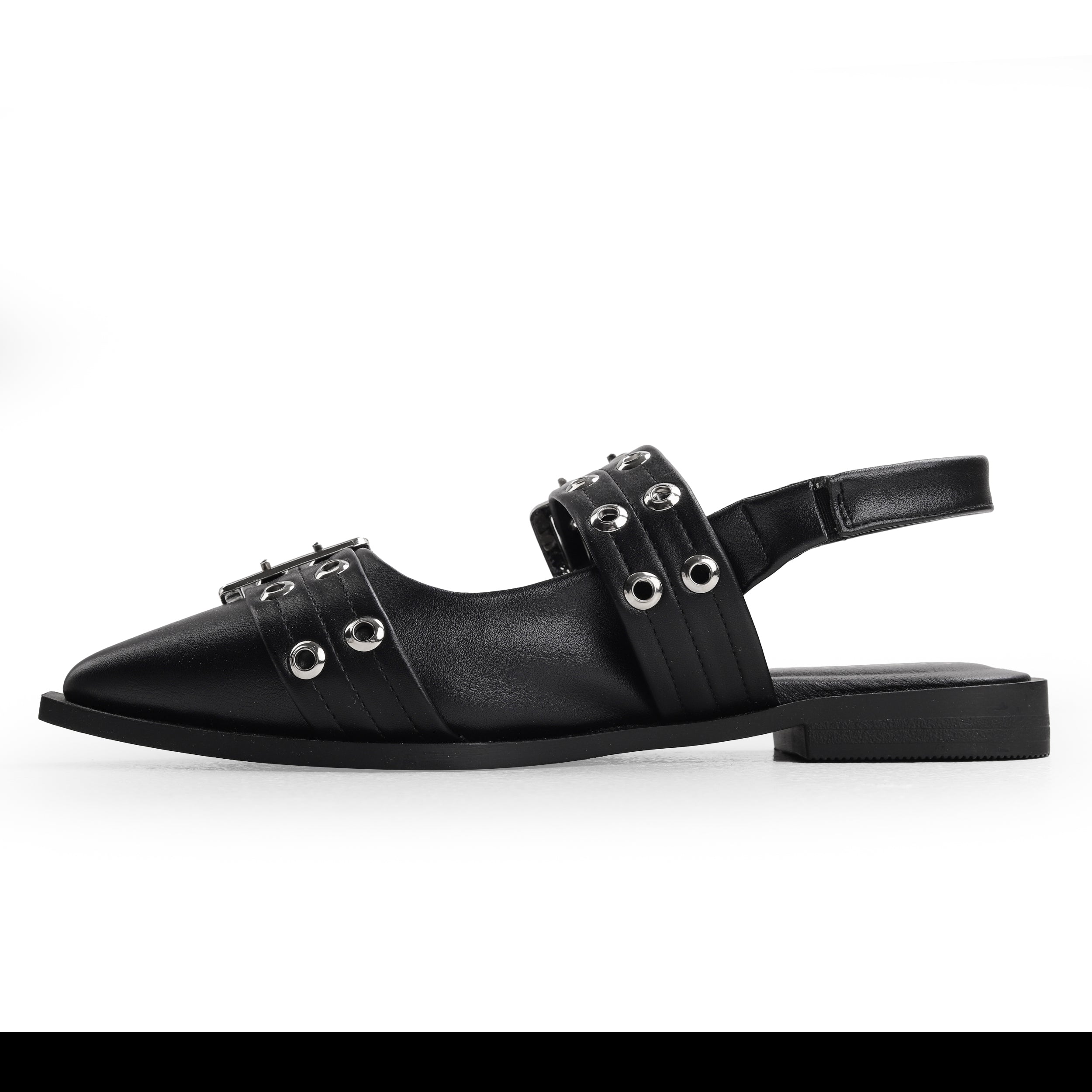 Crestina-O Slingback flats in Black Plaid