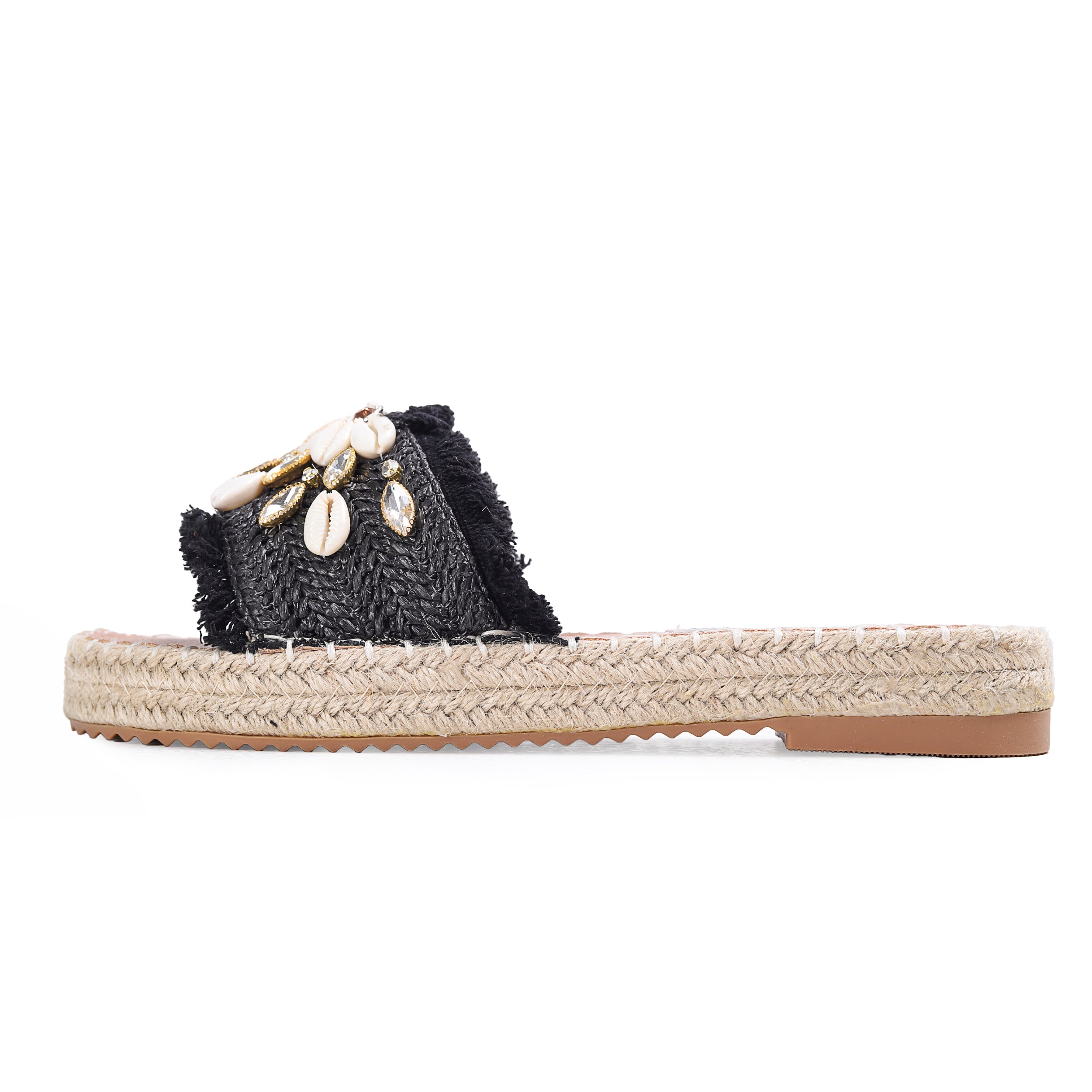Colored Raffia Slipper For Women -119-