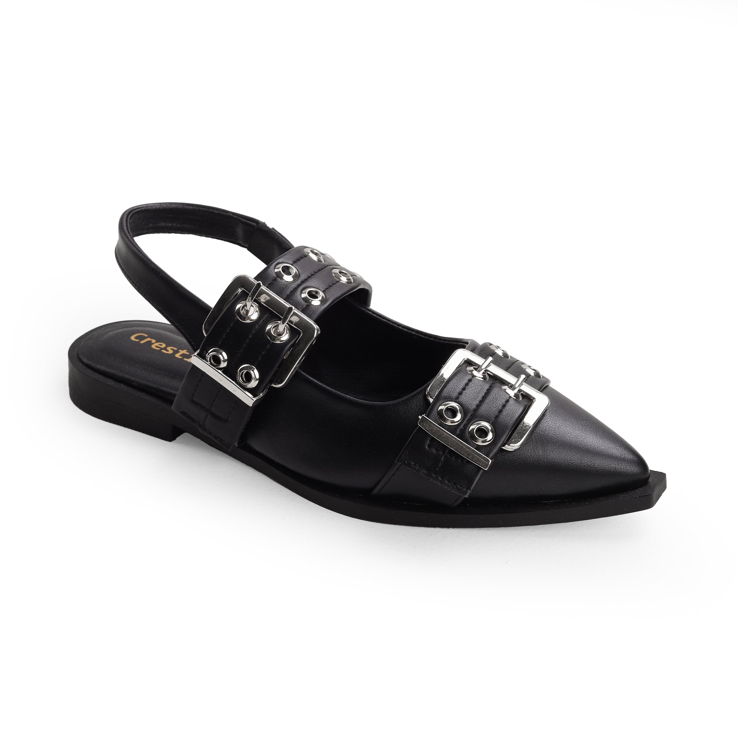 Crestina-O Slingback flats in Black Plaid