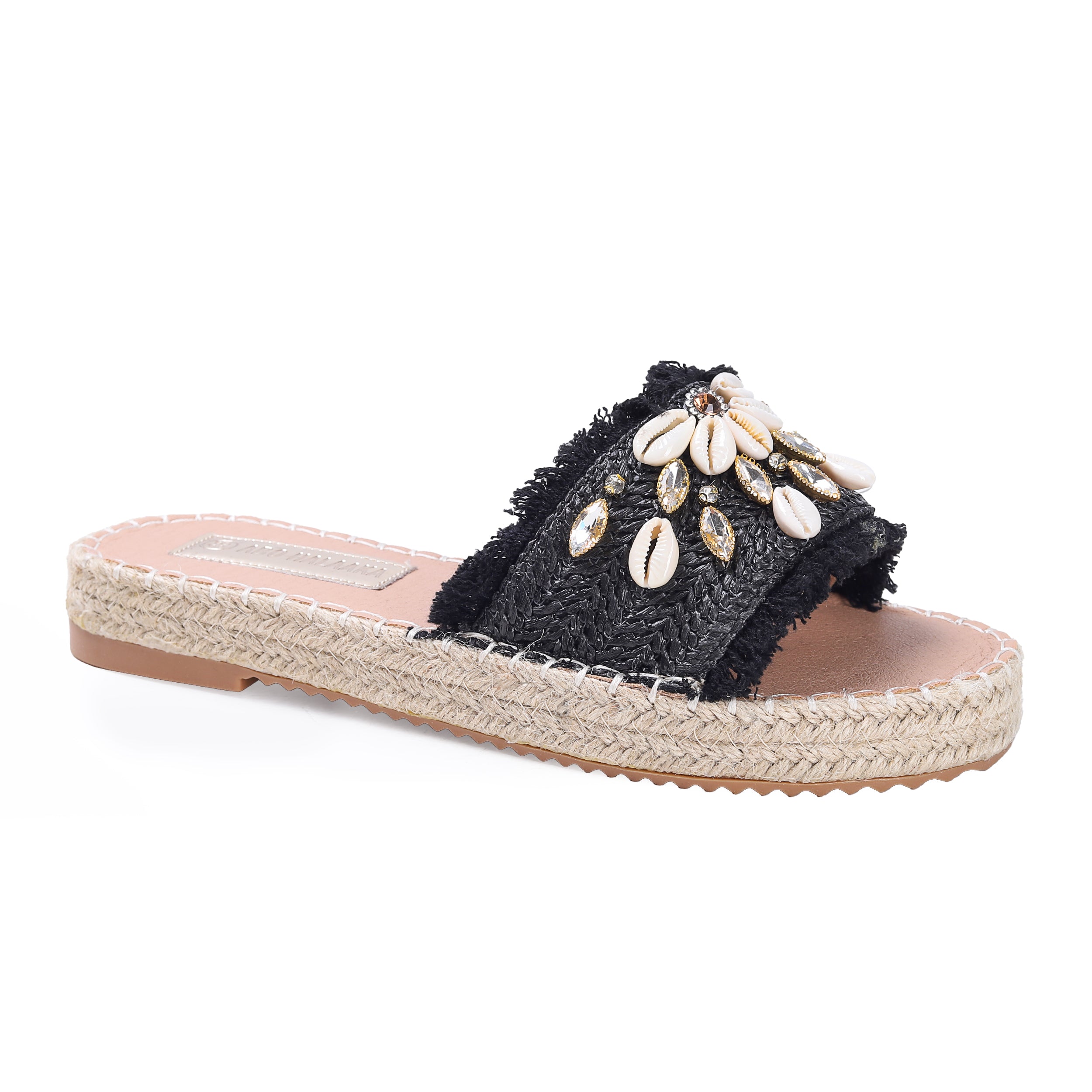 Colored Raffia Slipper For Women -119-