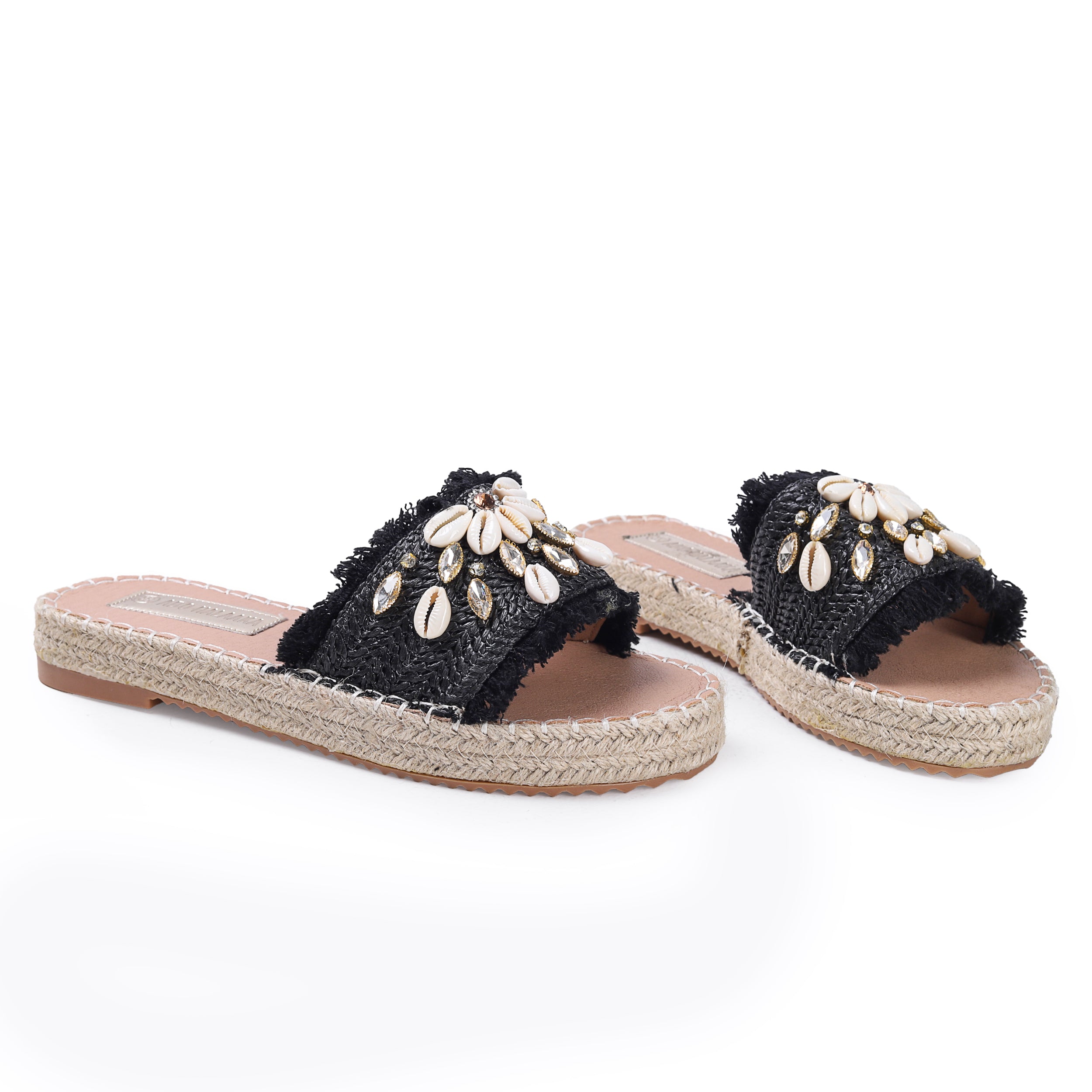 Colored Raffia Slipper For Women -119-