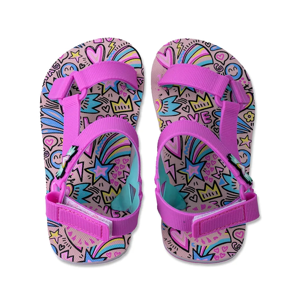 Sling Sandal Big Girl Hearts & Rainbows