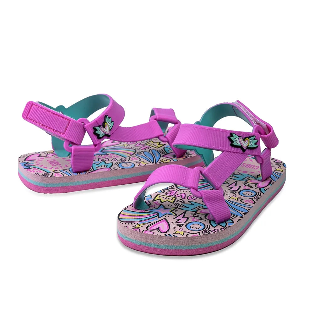 Sling Sandal Big Girl Hearts & Rainbows