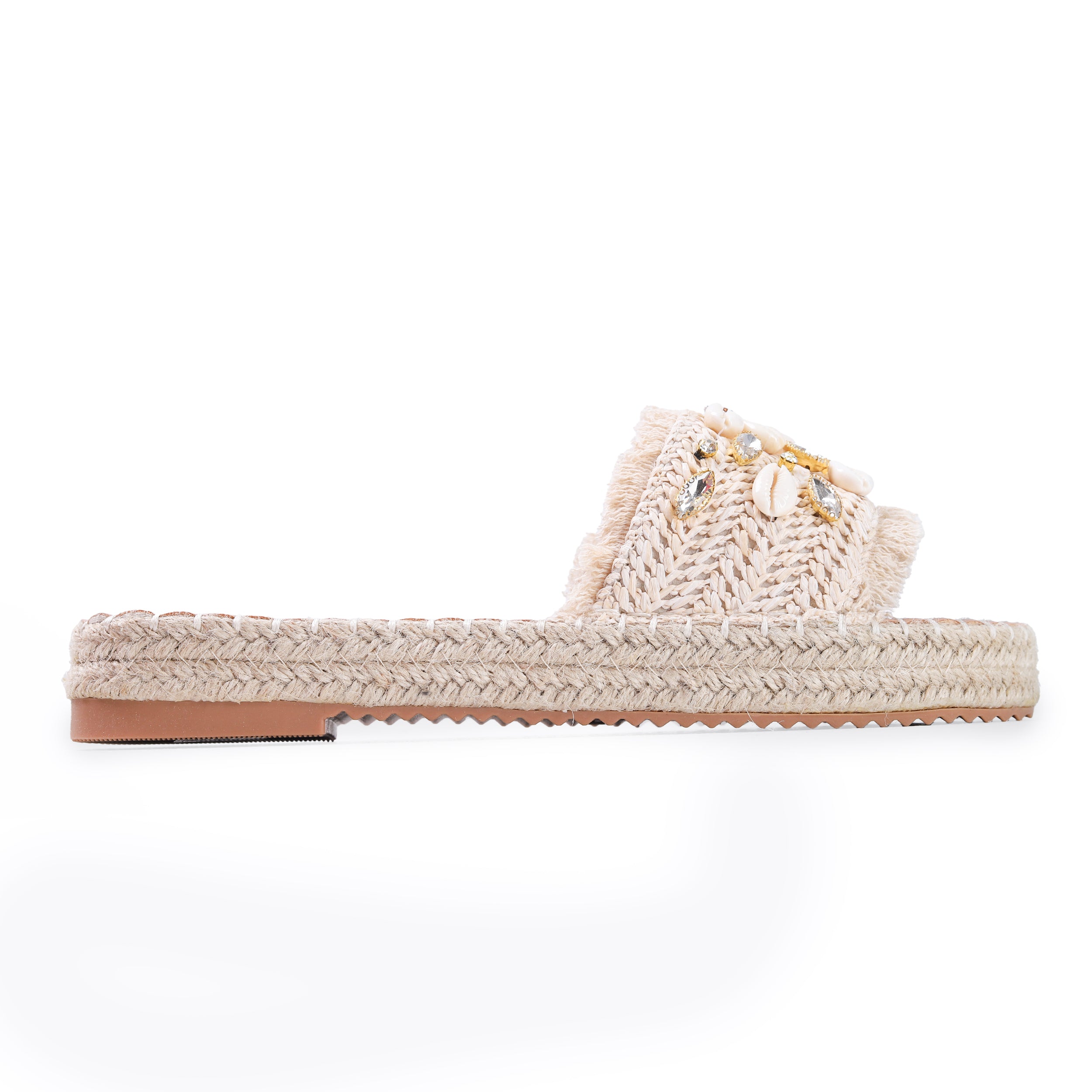 Colored Raffia Slipper For Women -119-