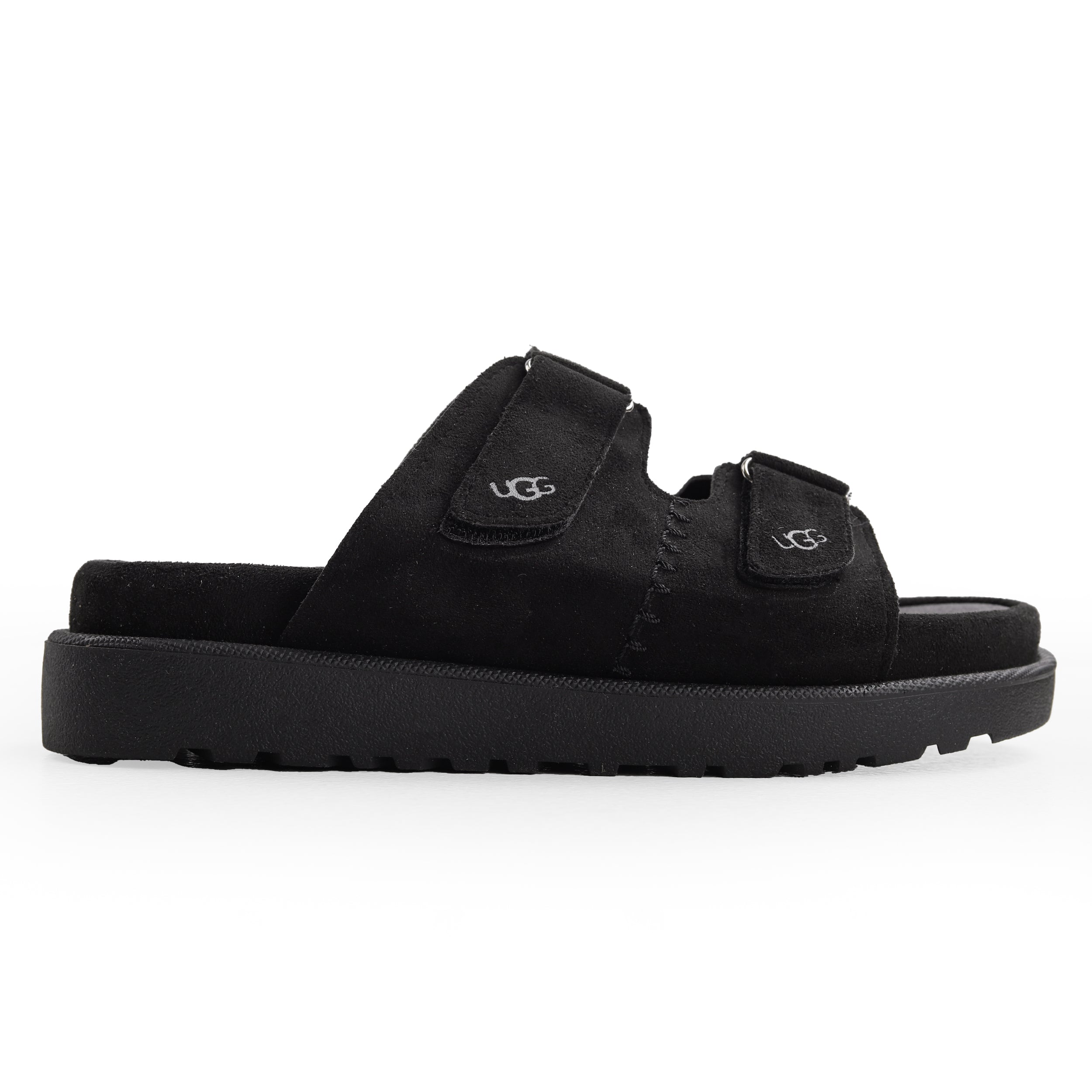 Crestina UGS Strap Slide Suede Leather Black