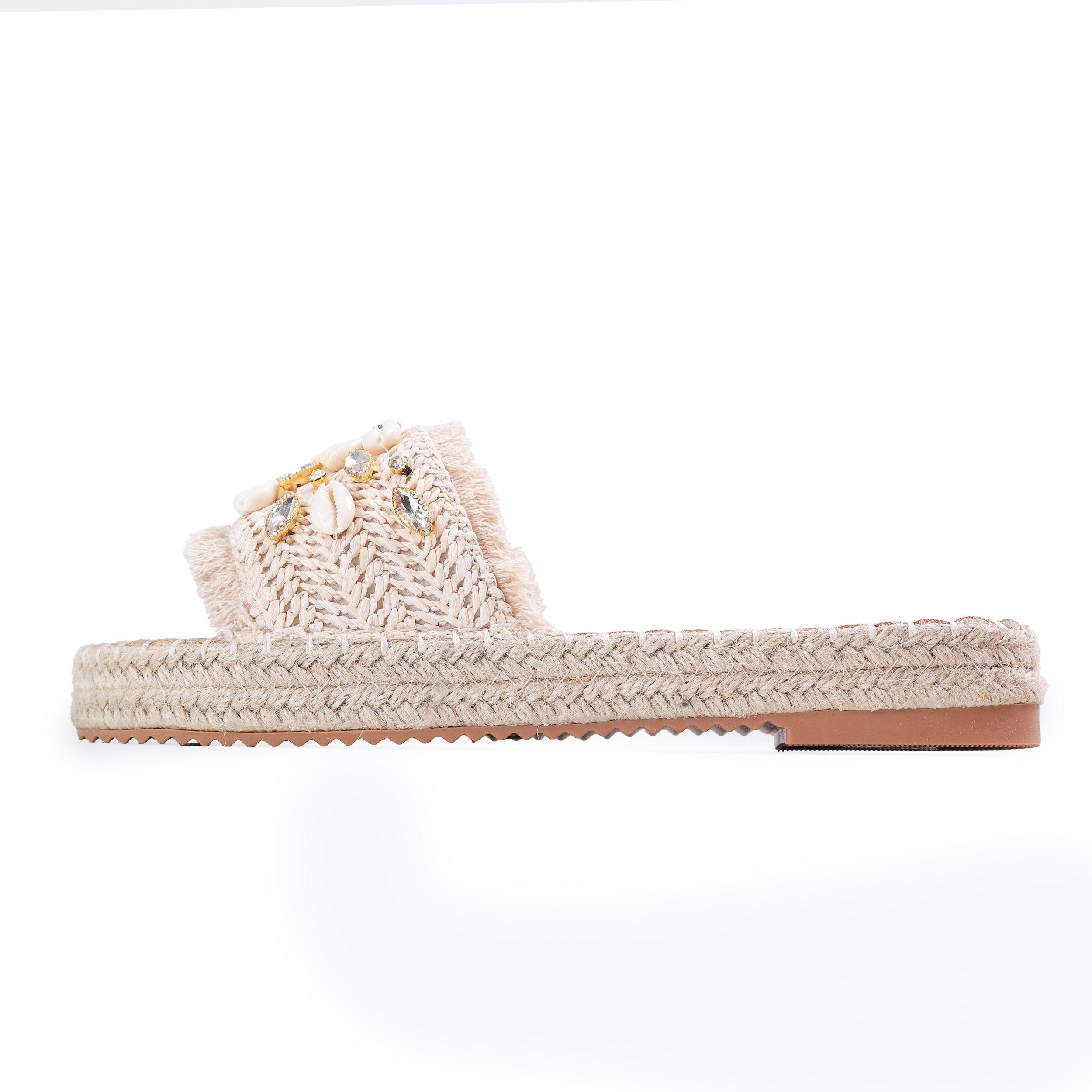 Colored Raffia Slipper For Women -119-