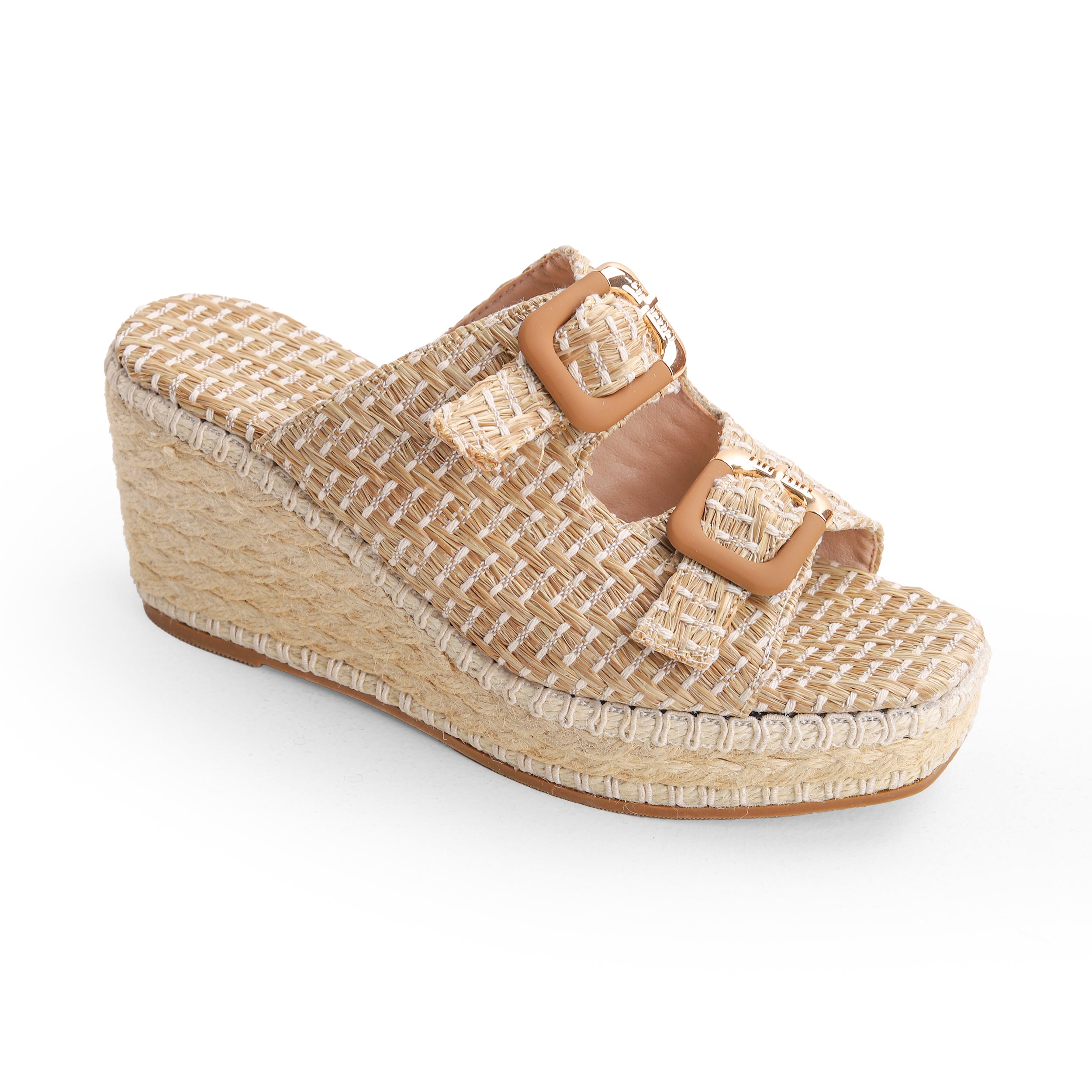 Crestina Raffia Heels Beige