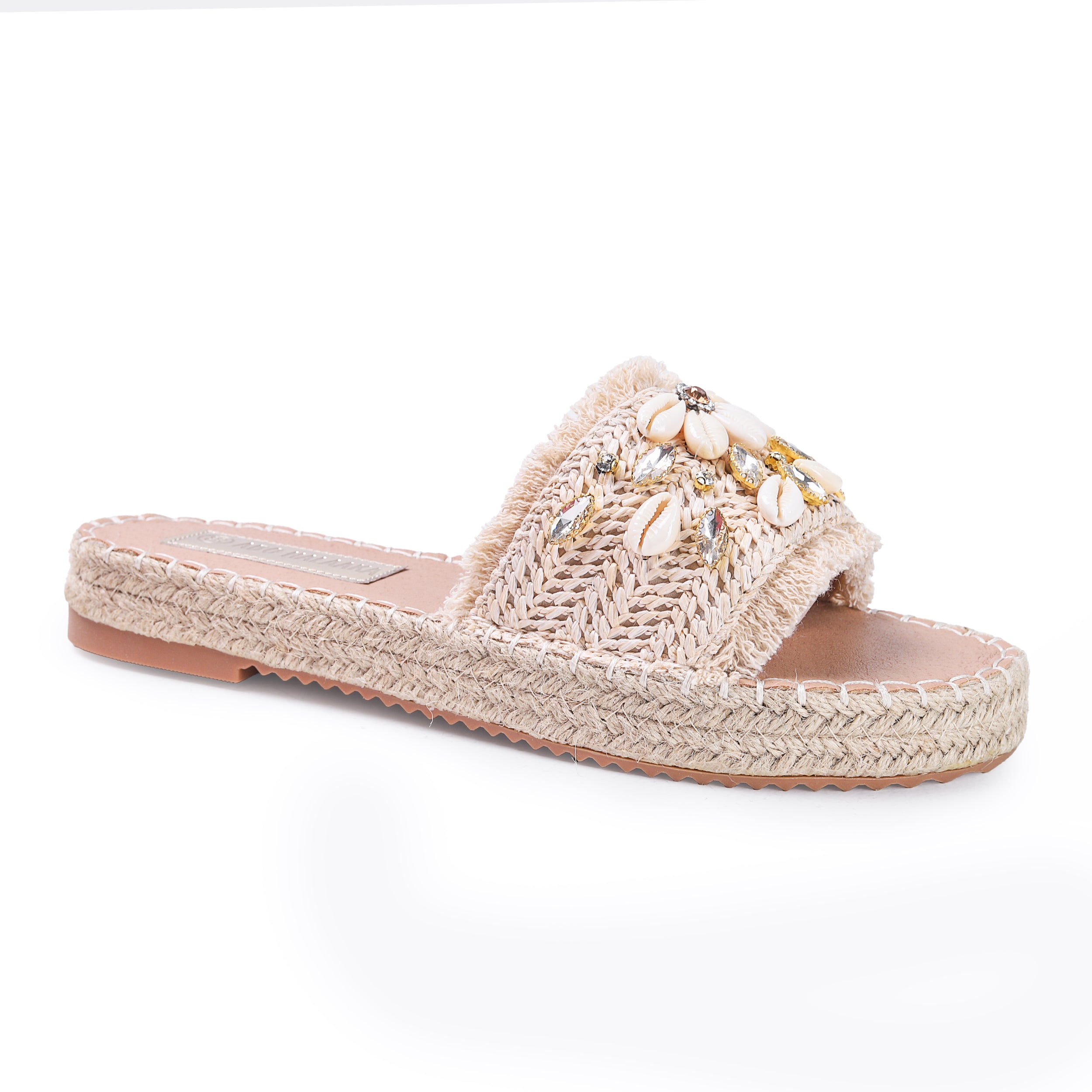 Colored Raffia Slipper For Women -119-