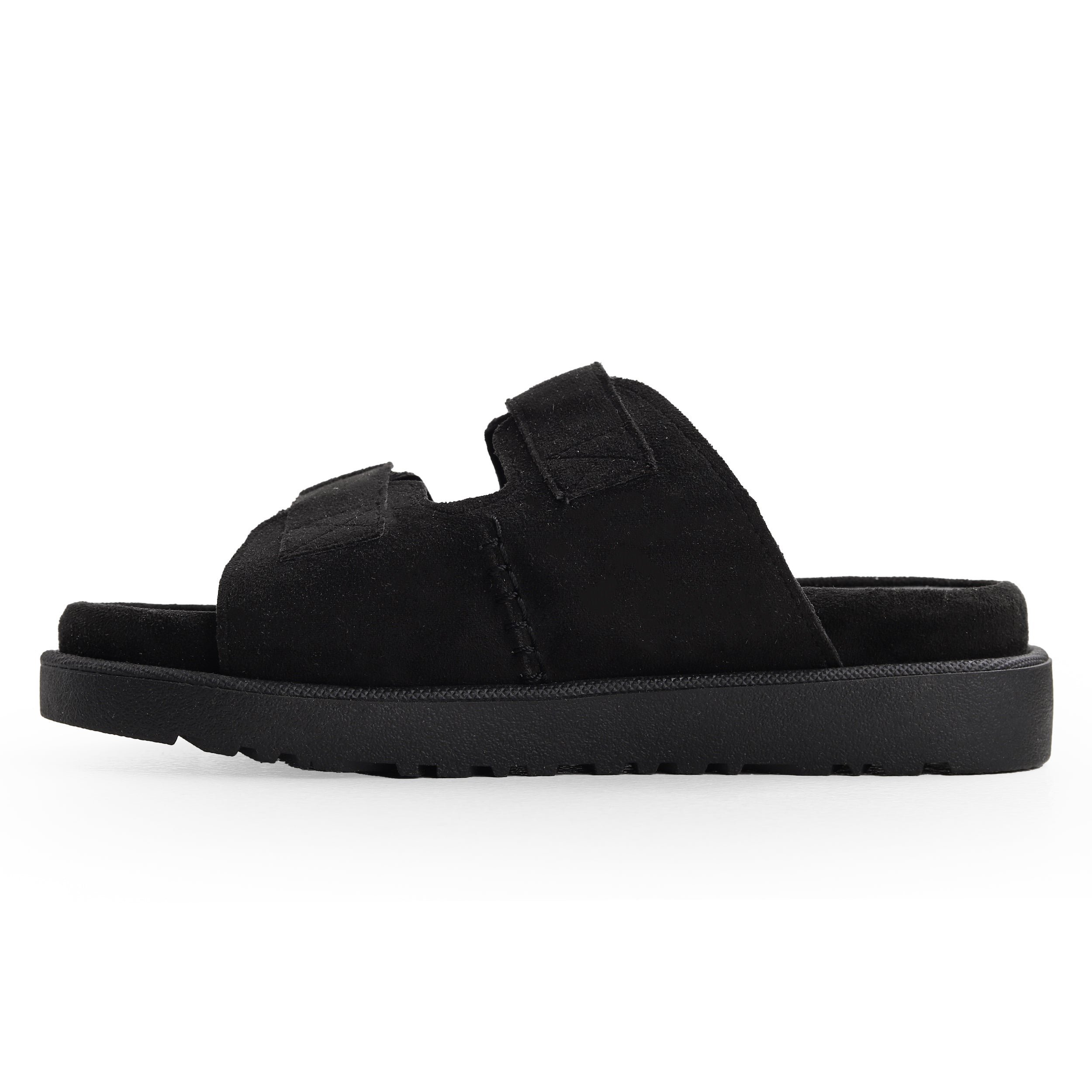 Crestina UGS Strap Slide Suede Leather Black