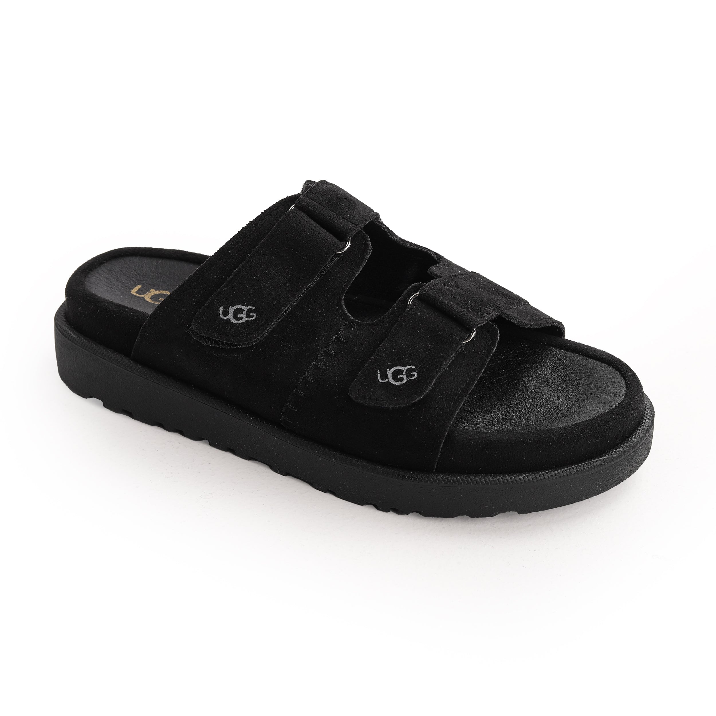 Crestina UGS Strap Slide Suede Leather Black