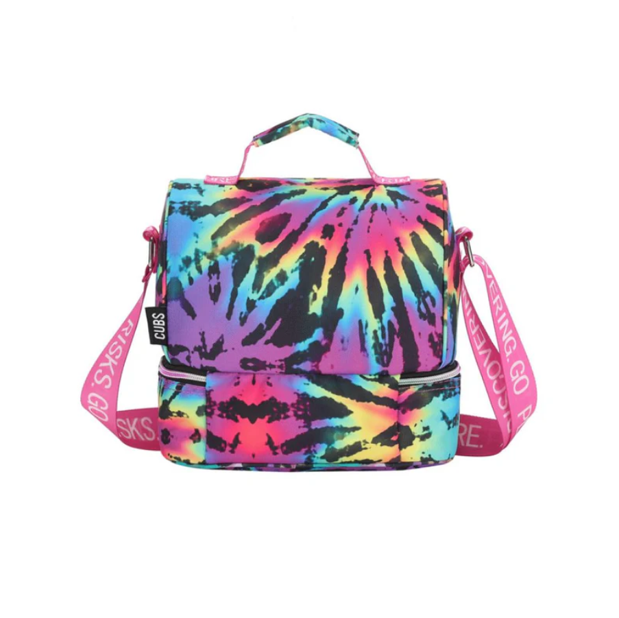 Neon Black Tie dye Pu High School Lunch Bag