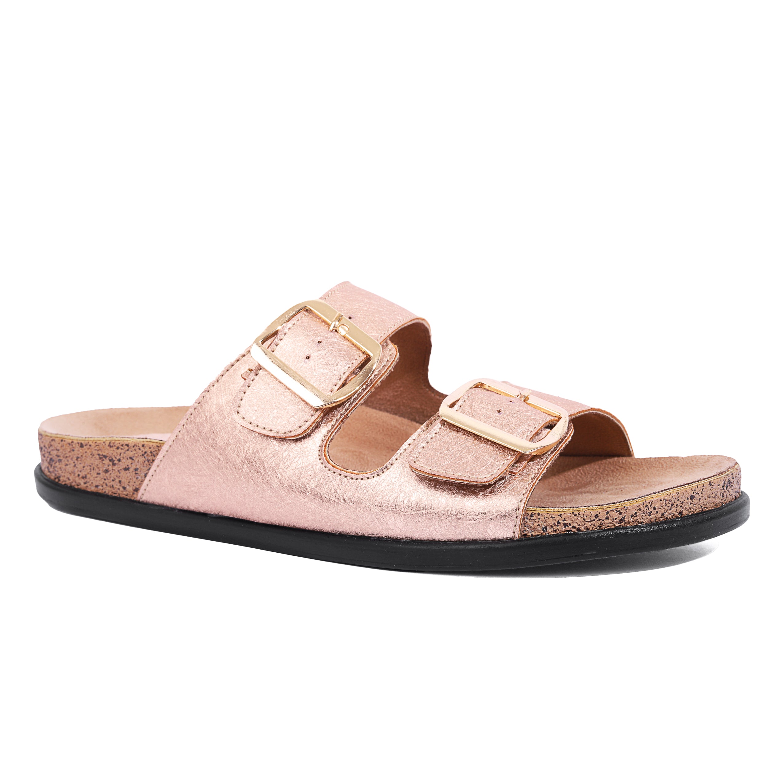 Lotfy Metallic 2-Strap Slides 36503