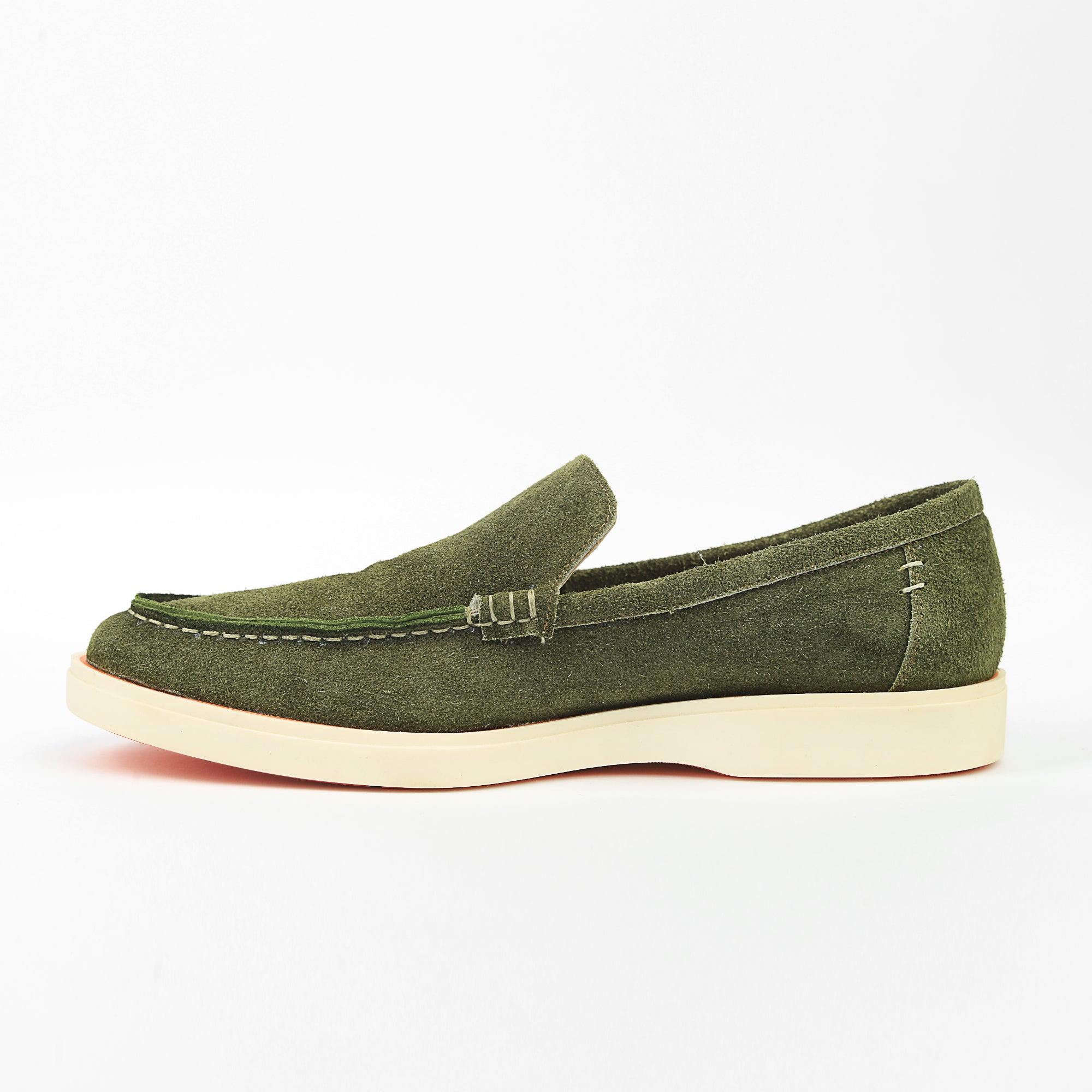 Heritage Suede Flat Loafers For Men In Olive