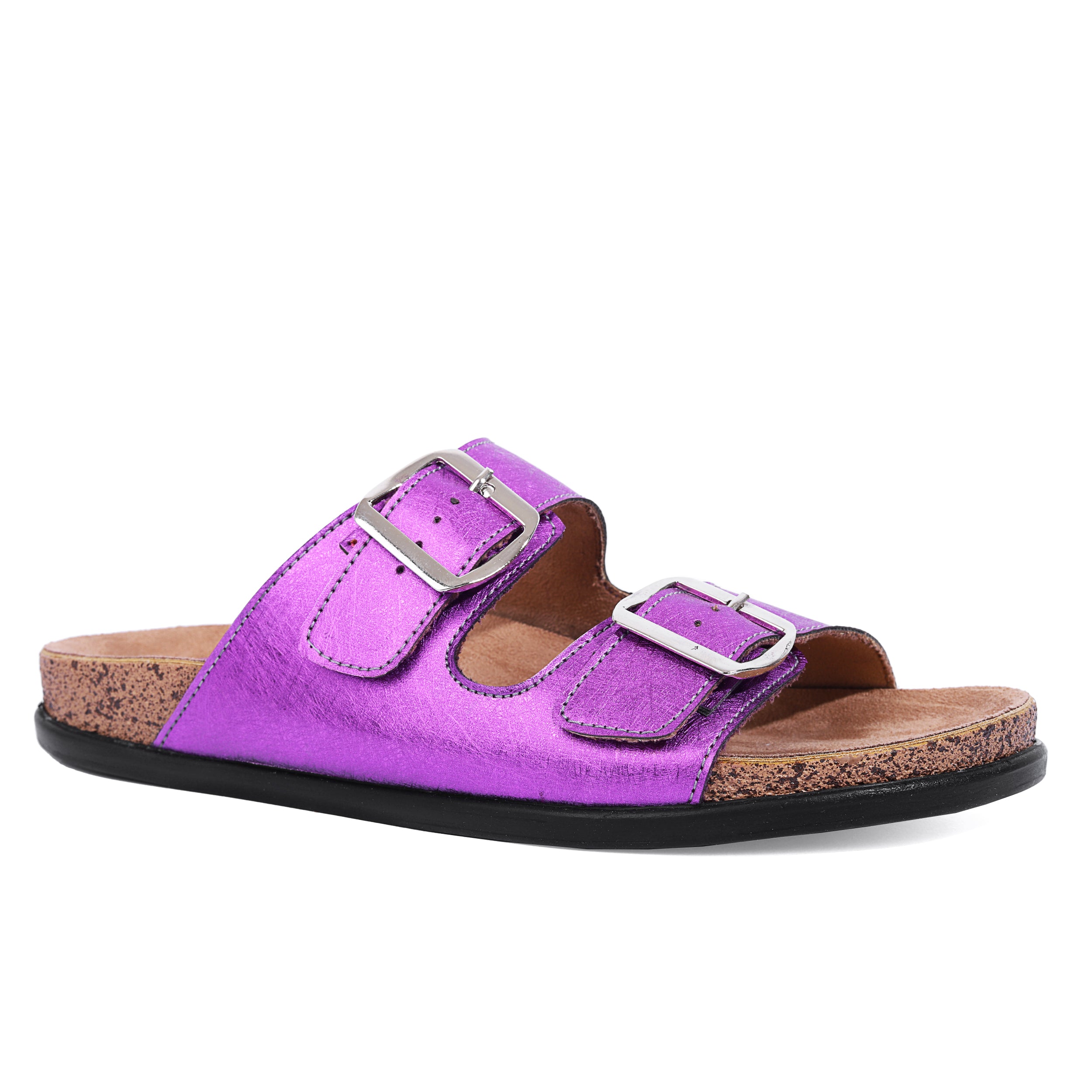 Lotfy Metallic 2-Strap Slides 36503