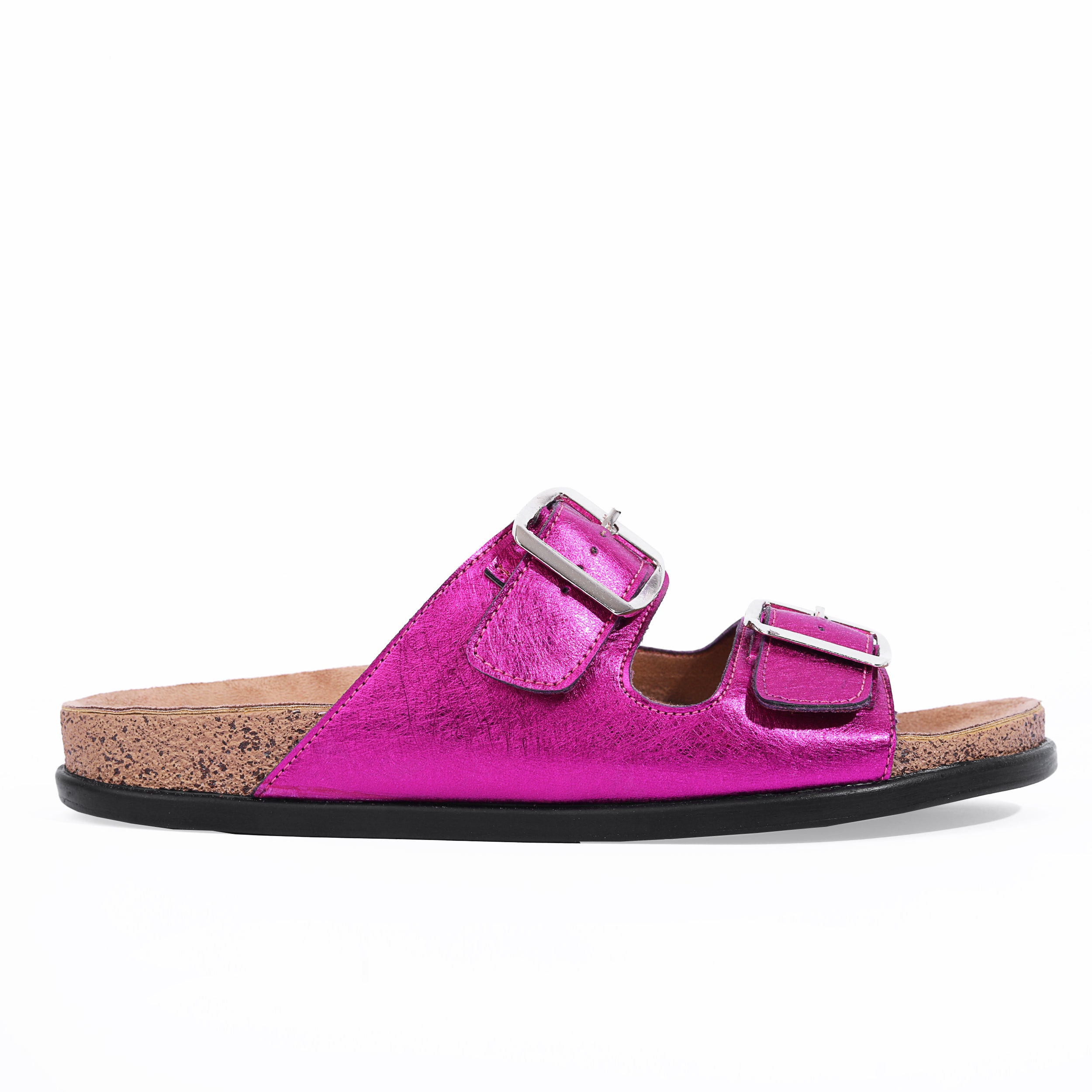 Lotfy Metallic 2-Strap Slides 36503