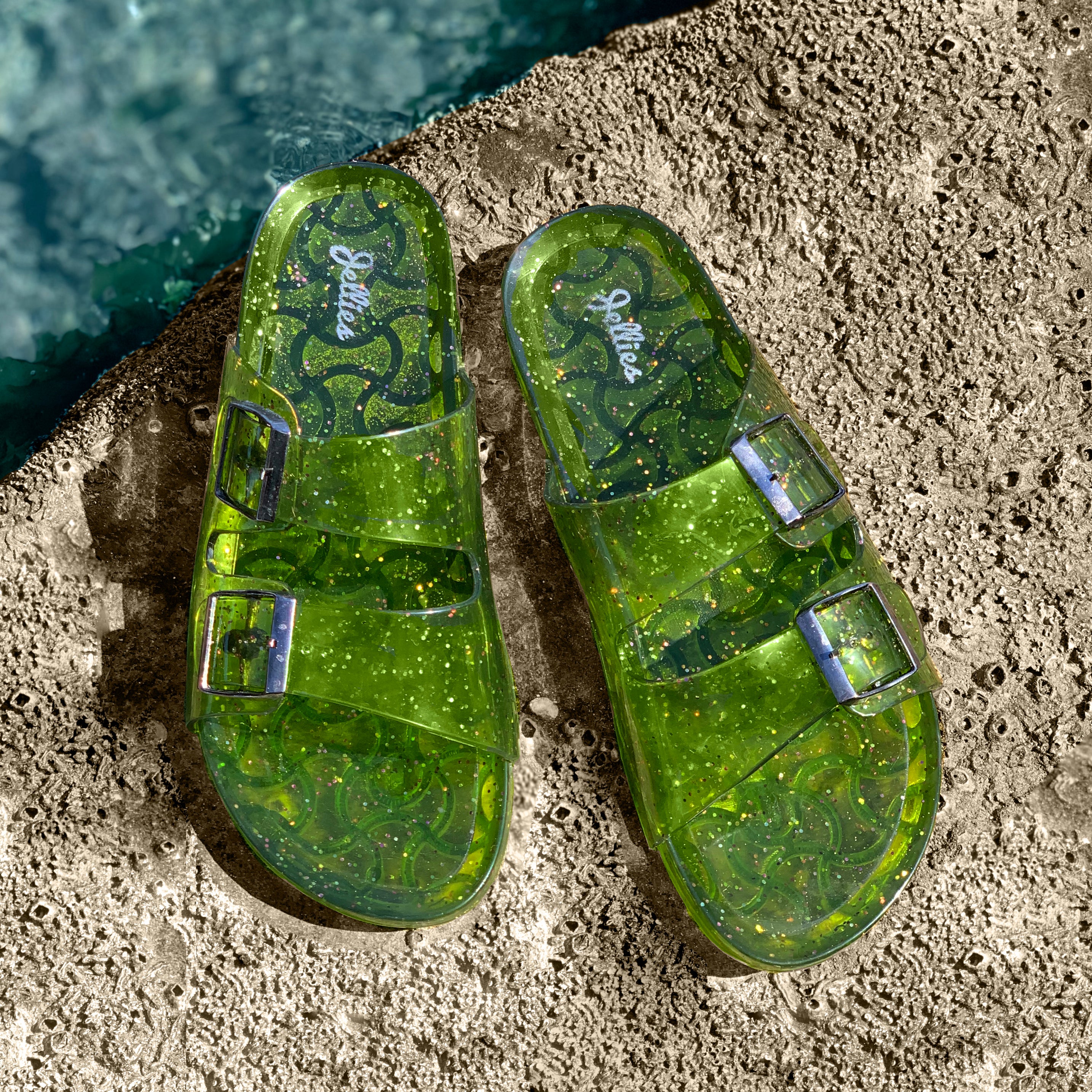 Jellies Jelly Flat Slides In Bright Green