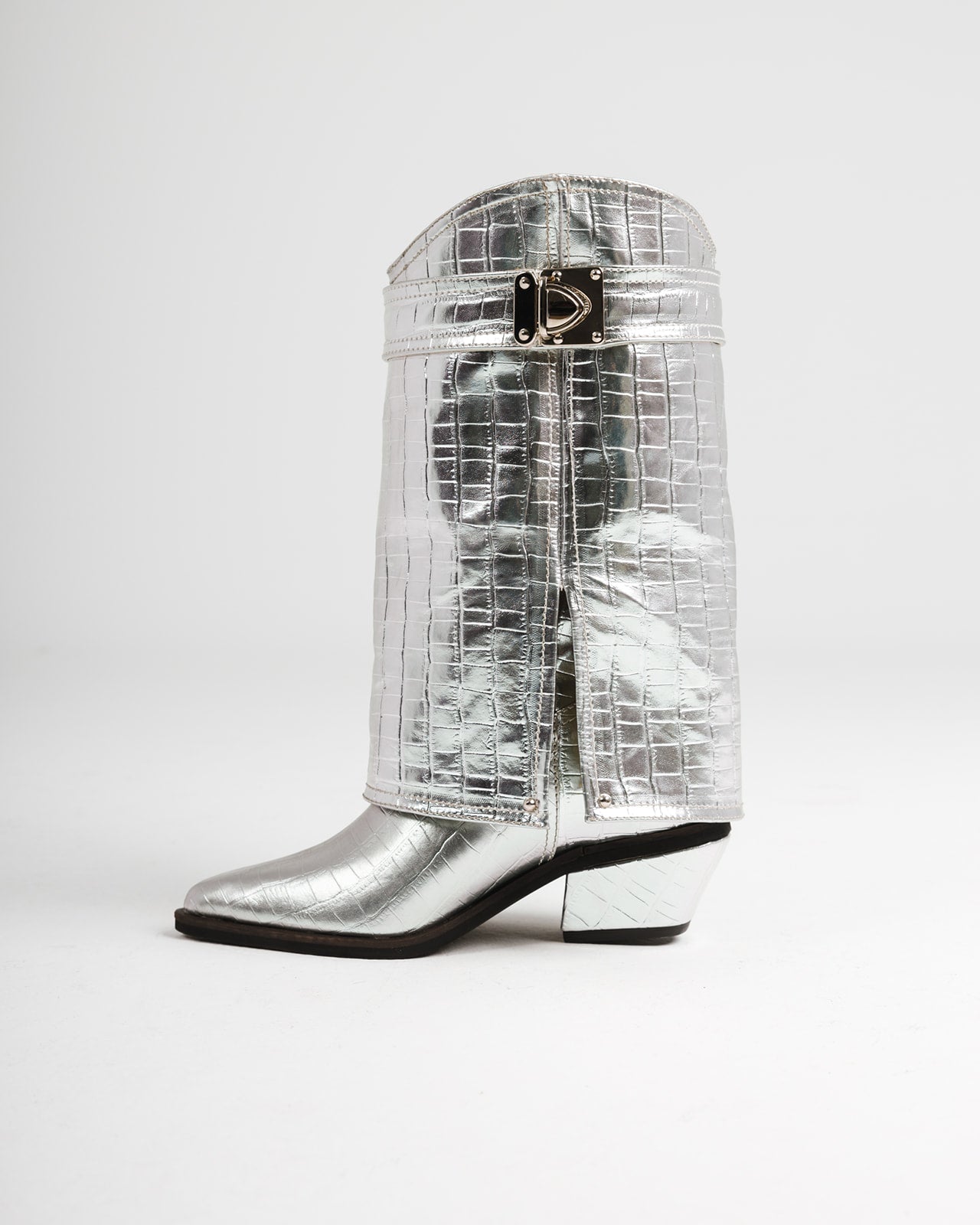 The Texas Boot in Silver Croc
