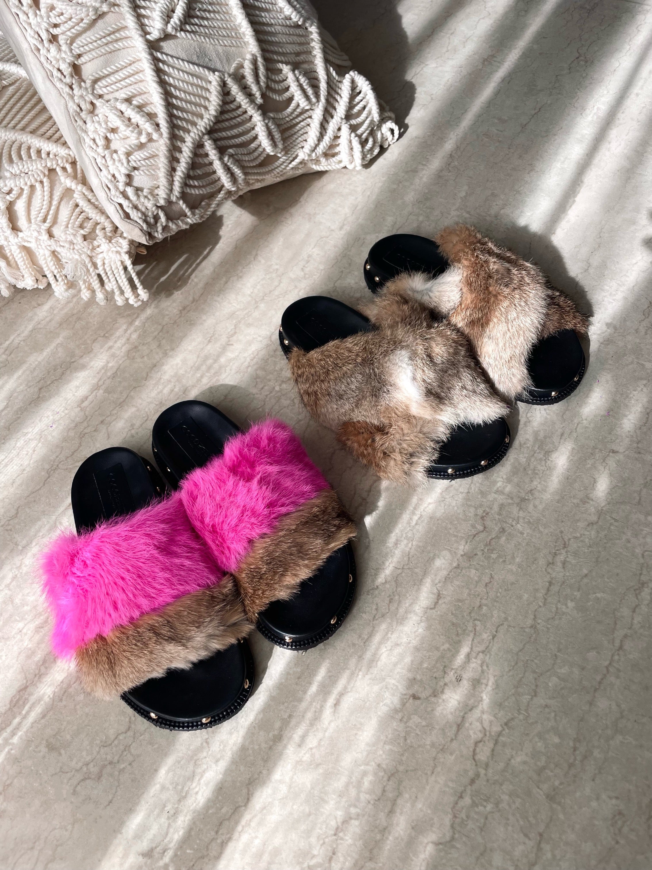 The Lyla 100% Rabbit Fur in Hot Pink Delight