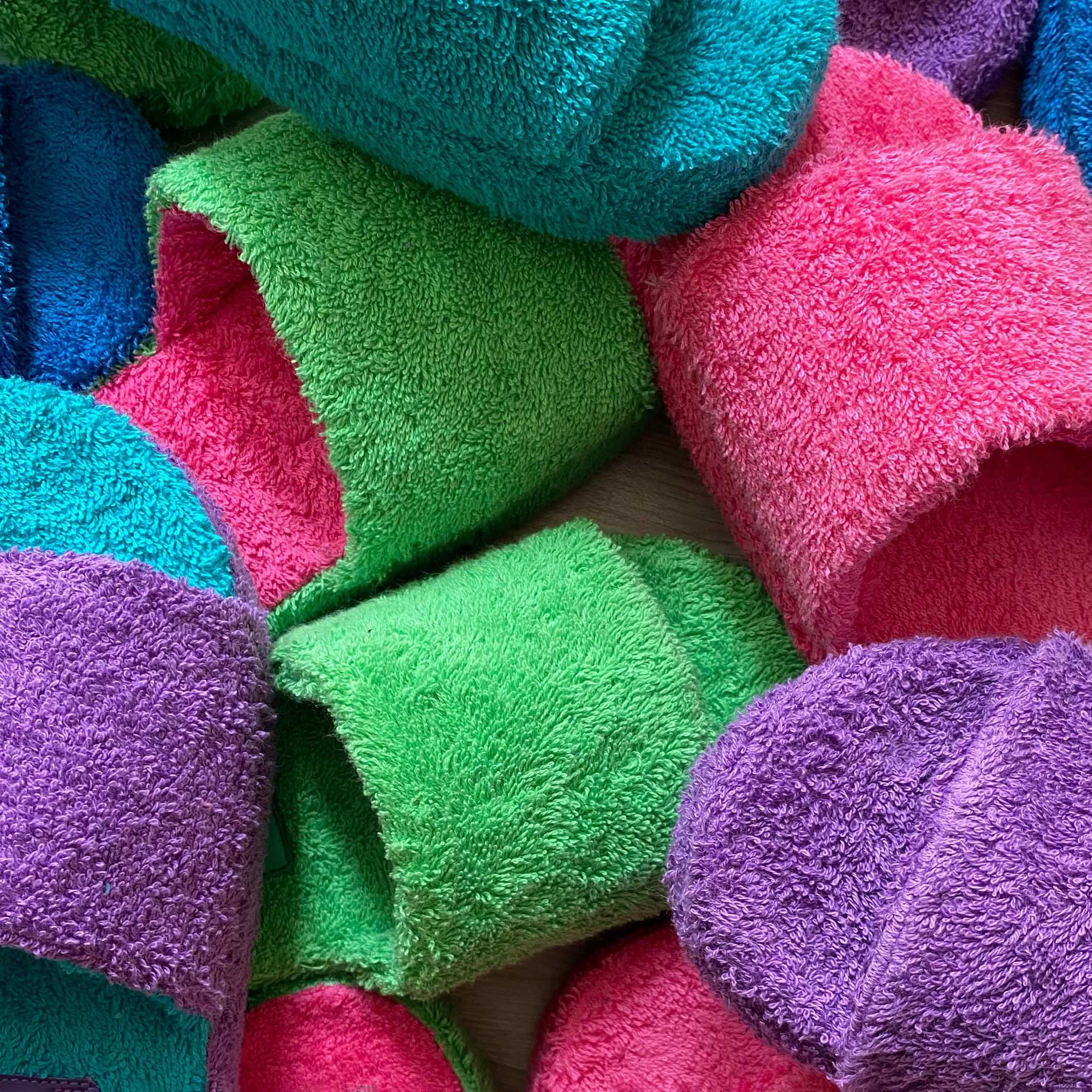 Terry Towel Slides in So Green & Pink Funk