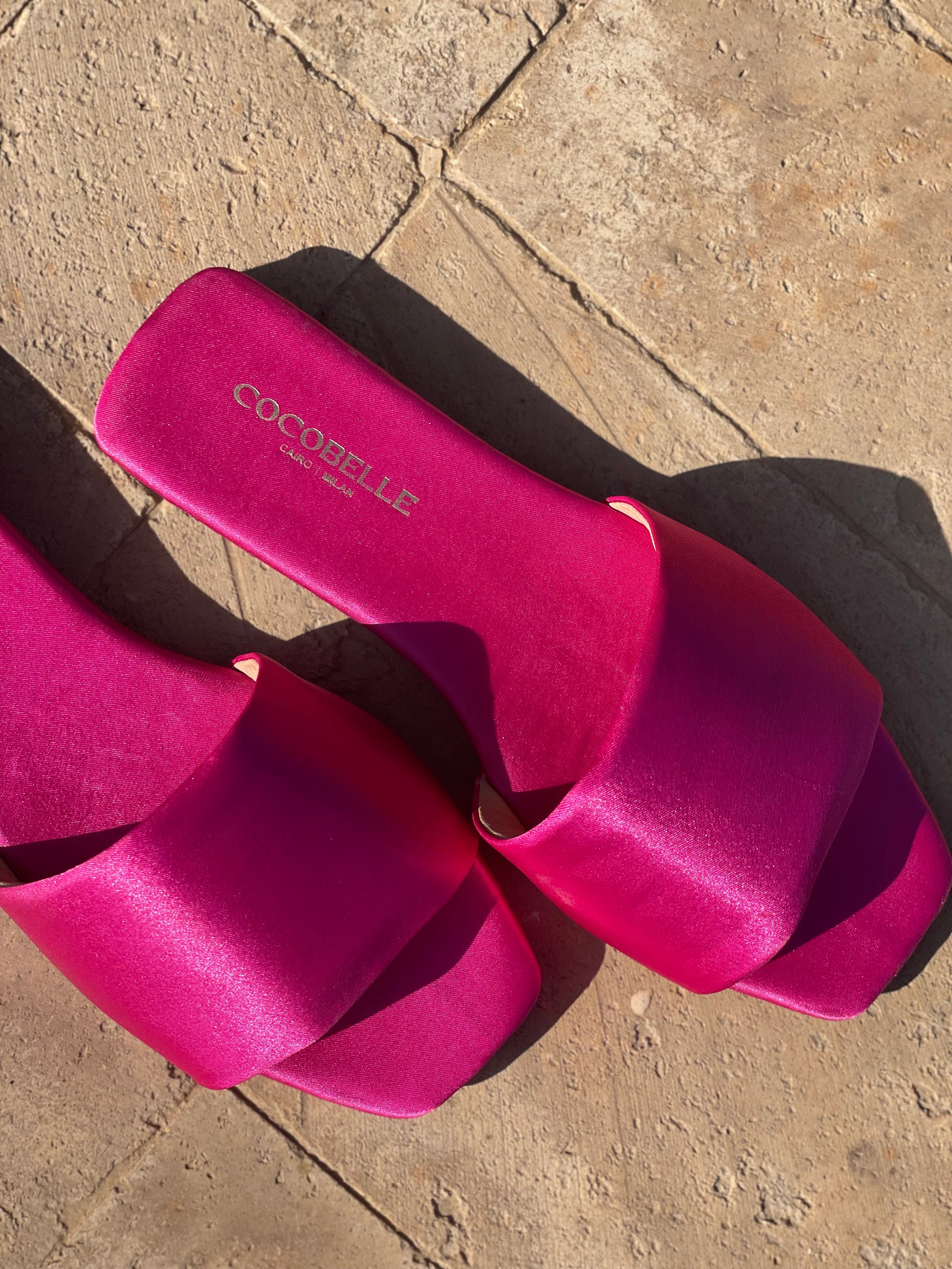 The Naomi in Hot Pink Satin - Slides