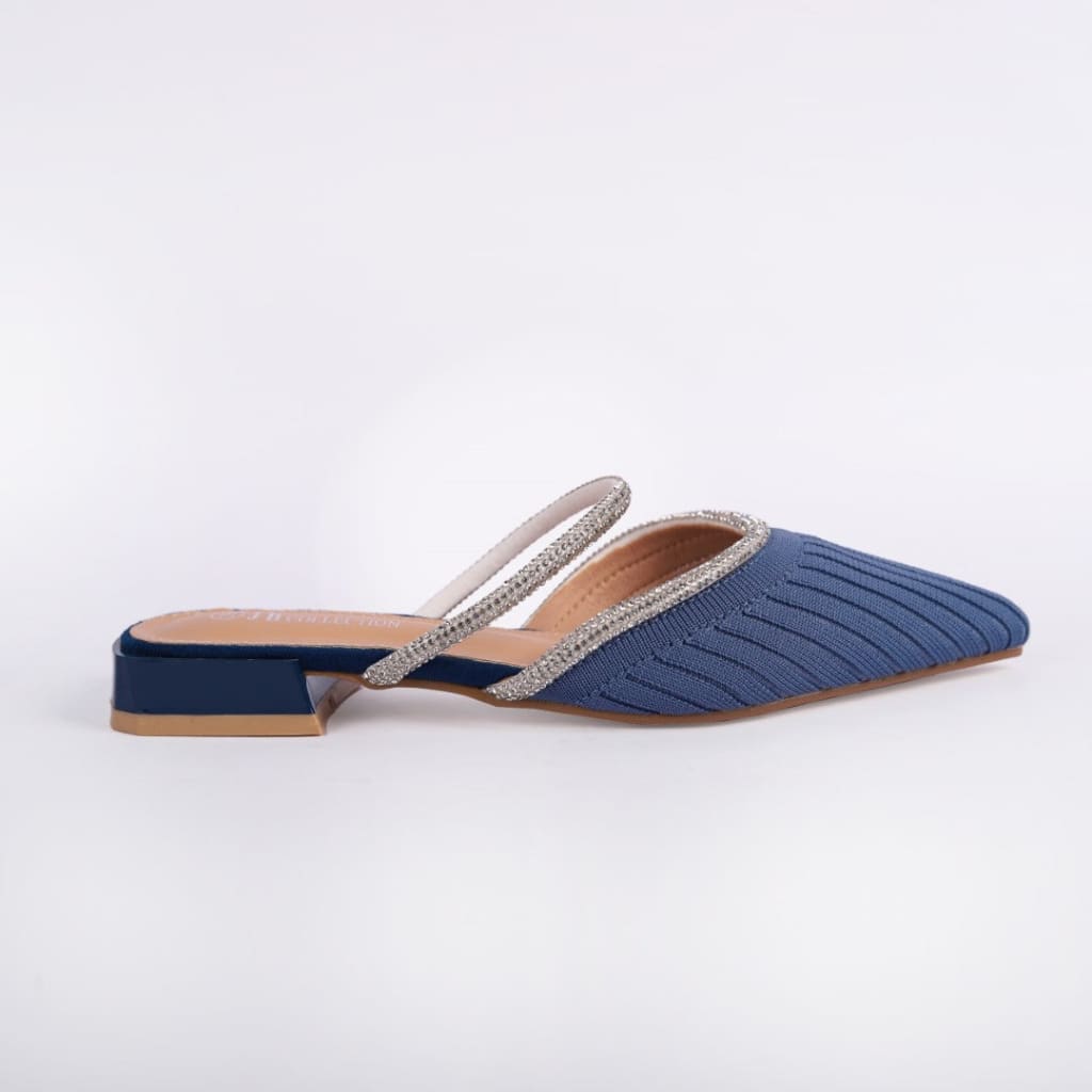 Blue Mule with Crystal Strap - JB Collection