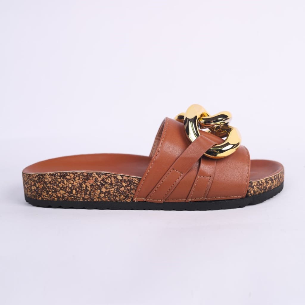 Brown Slide with Gold Chain - JB Collection