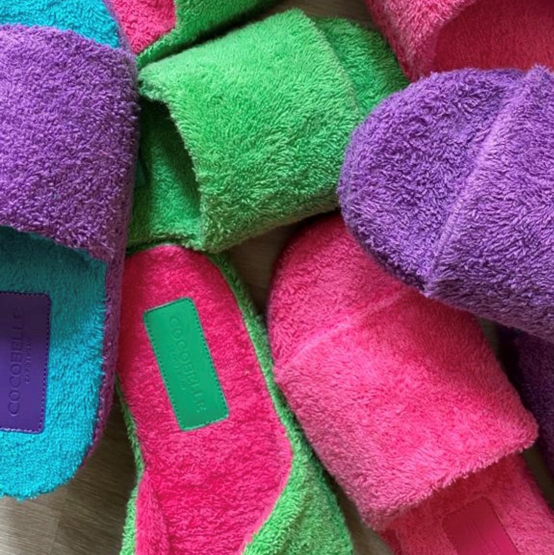 Terry Towel Slides in Pink Funk