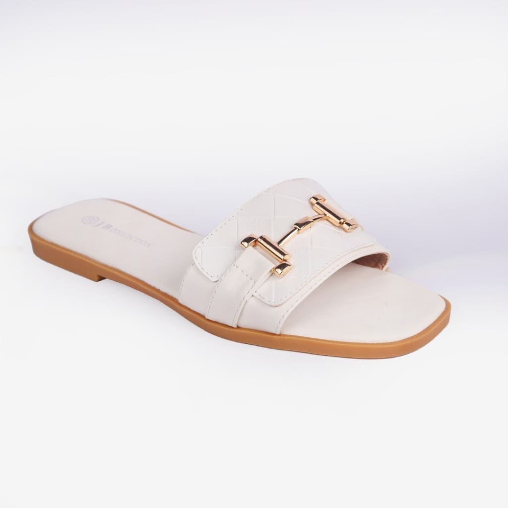 Leather White Slipper - JB Collection