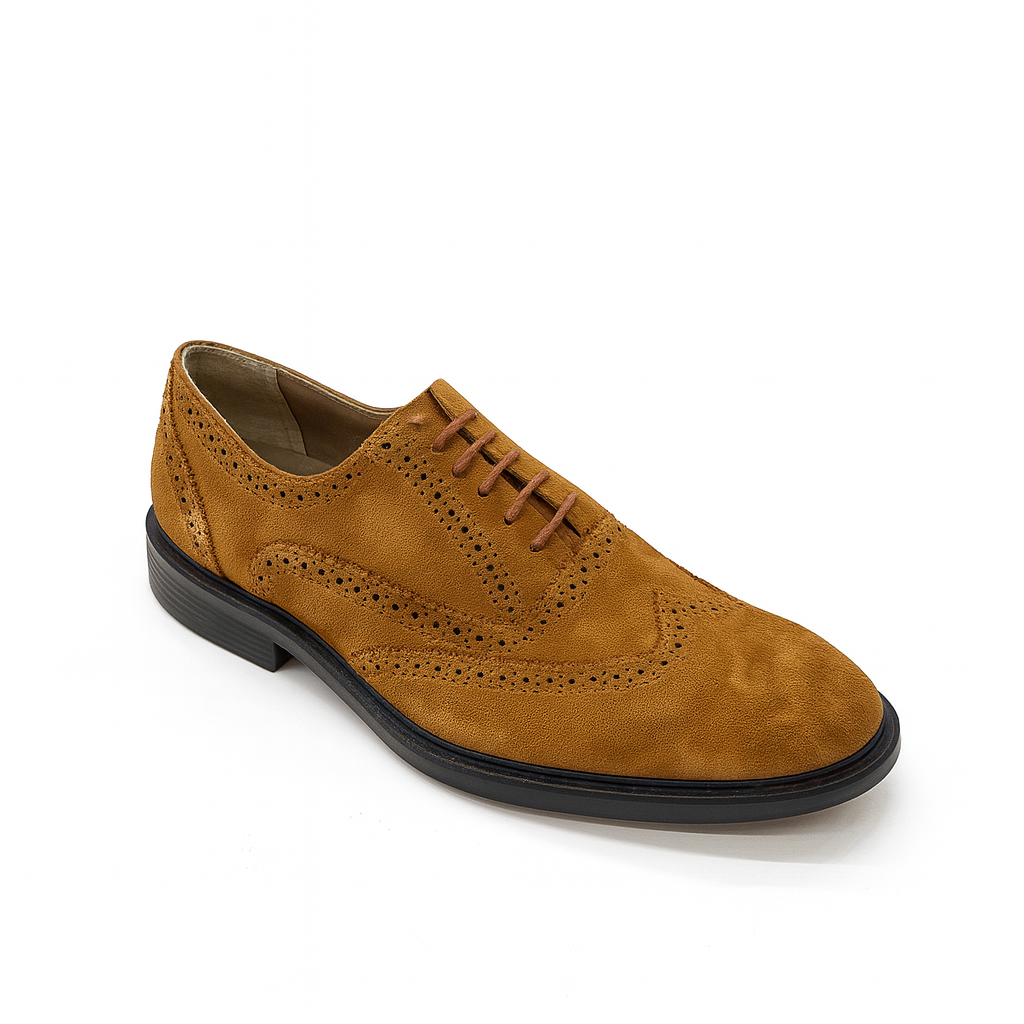 Camel Suede Oxford Shoes for Men