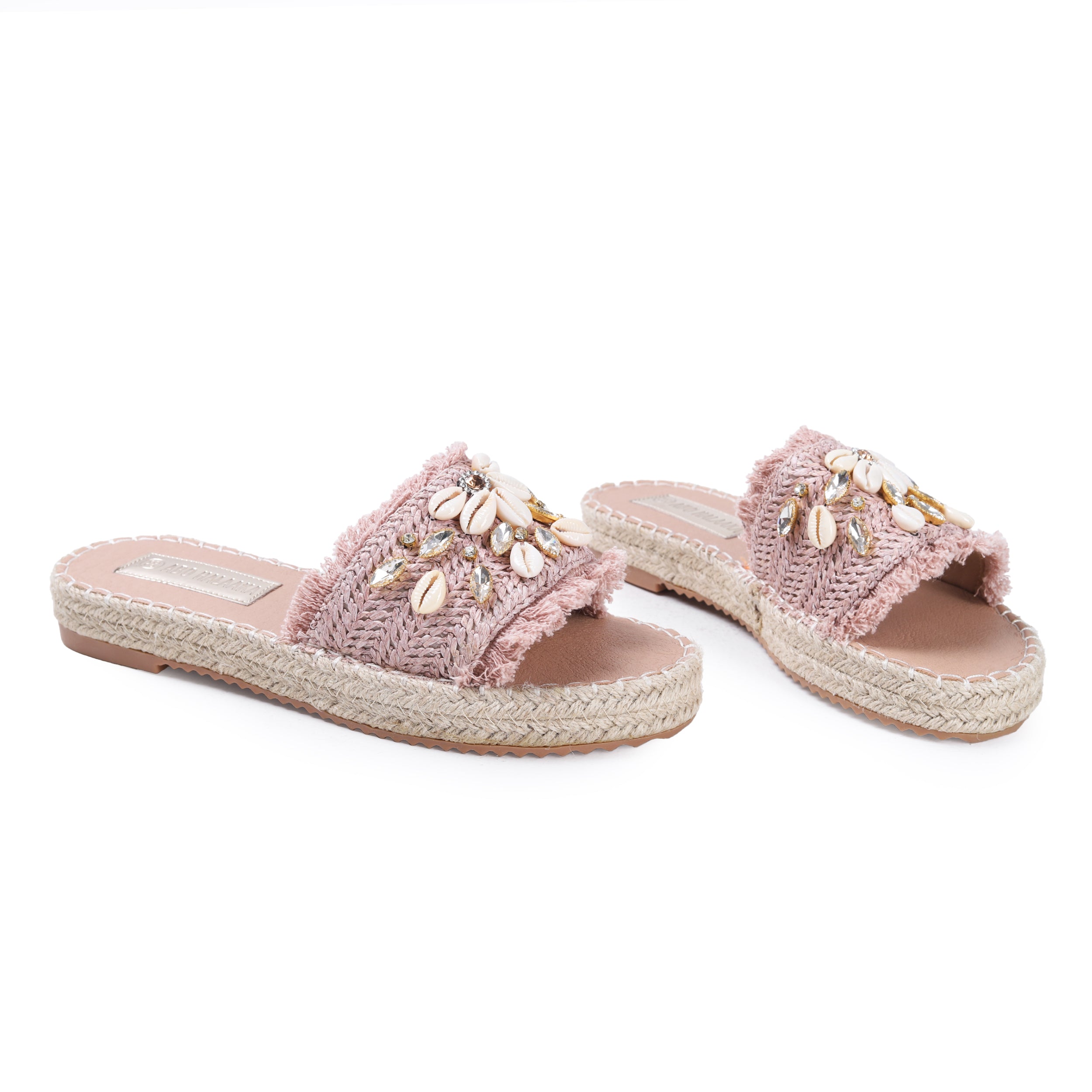 Colored Raffia Slipper For Women -119