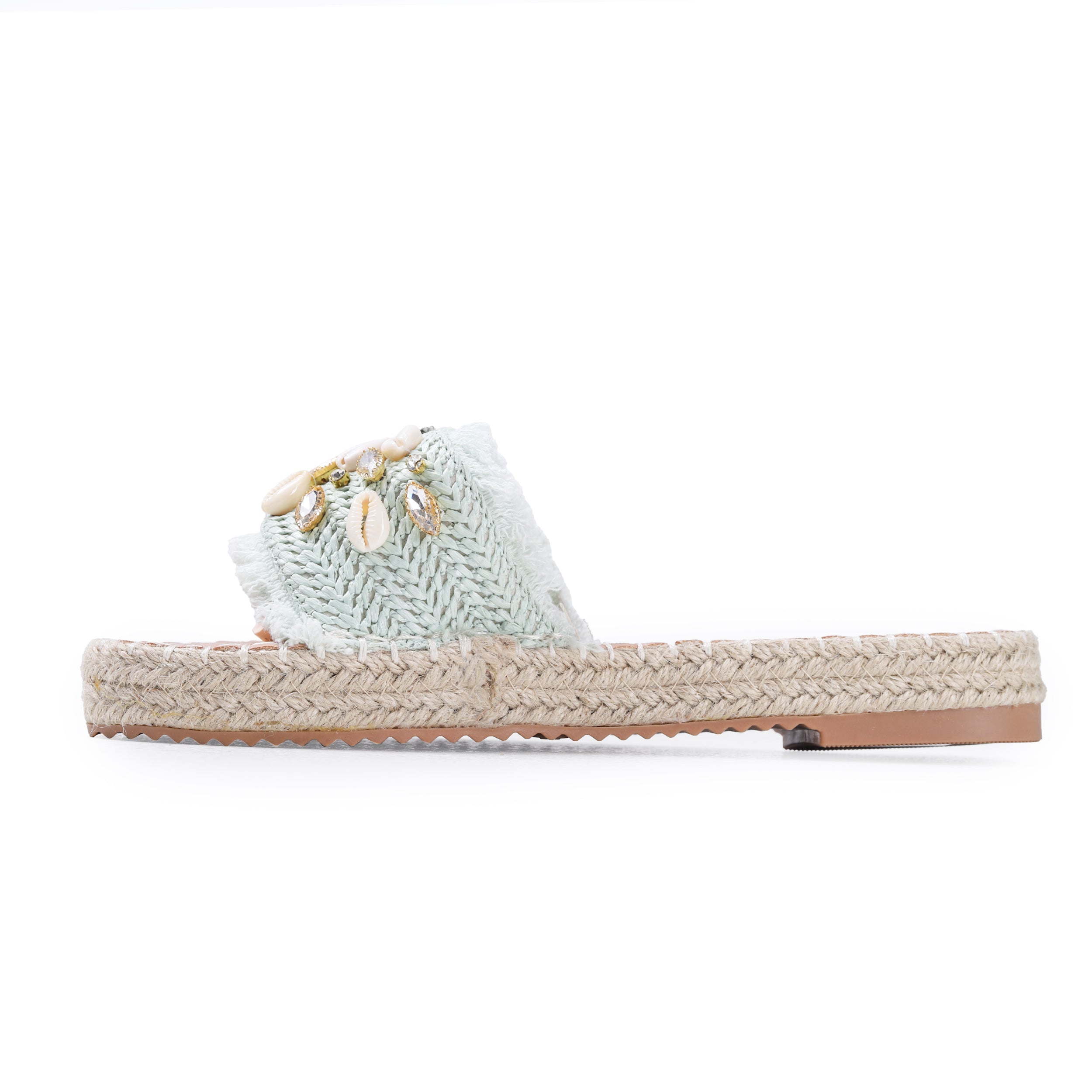 Colored Raffia Slipper For Women -119