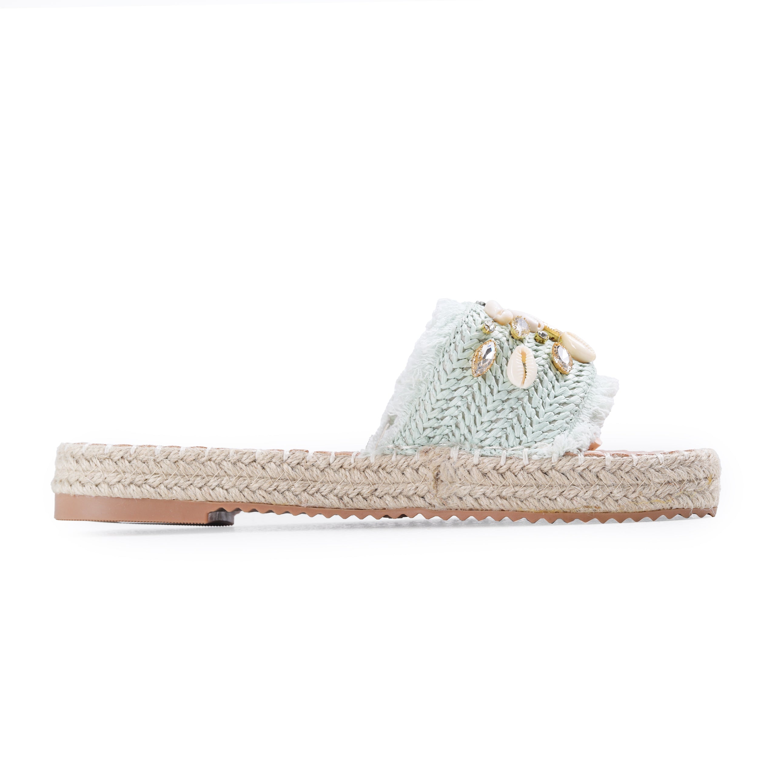 Colored Raffia Slipper For Women -119