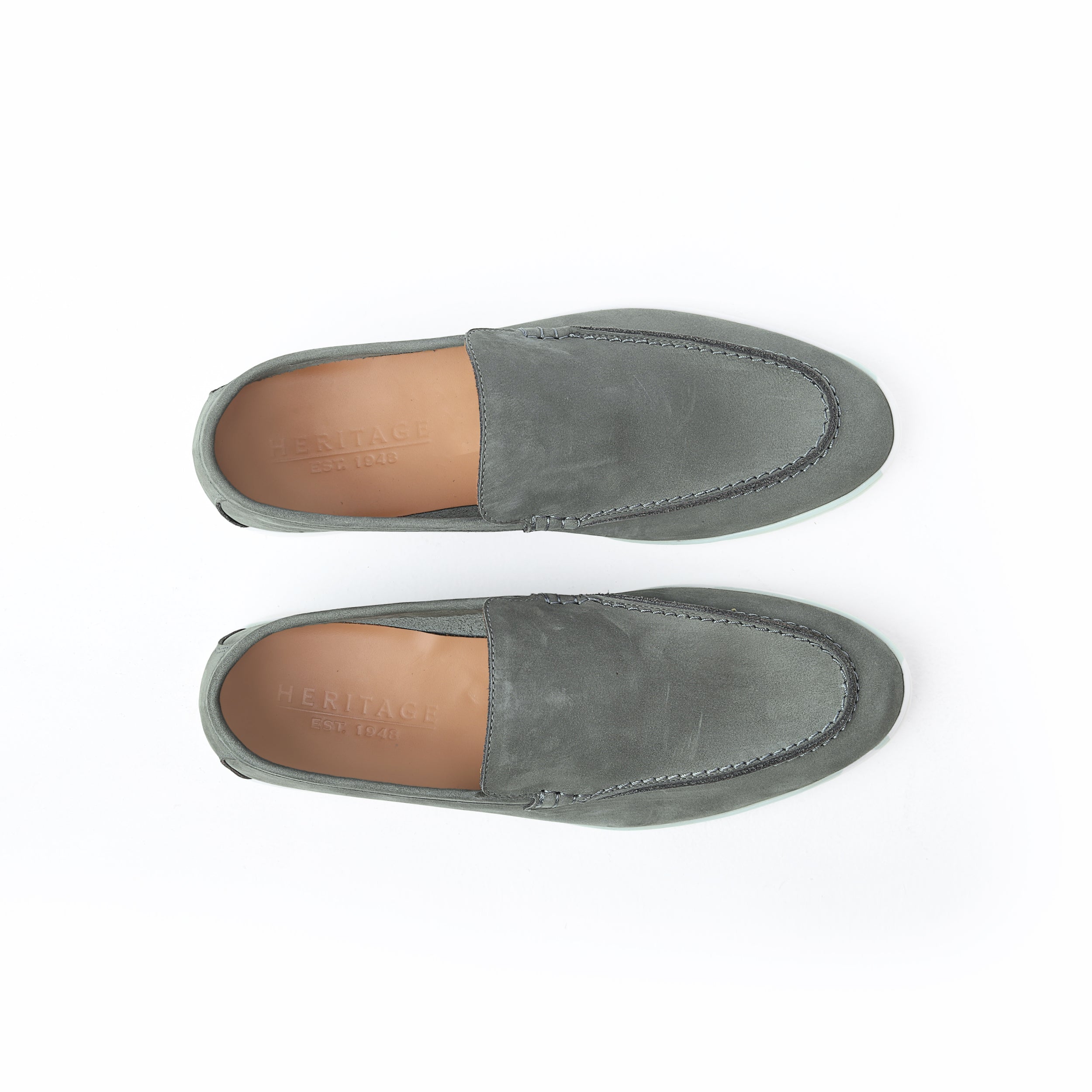 Heritage Suede Flat Loafers For Men Dark Grey