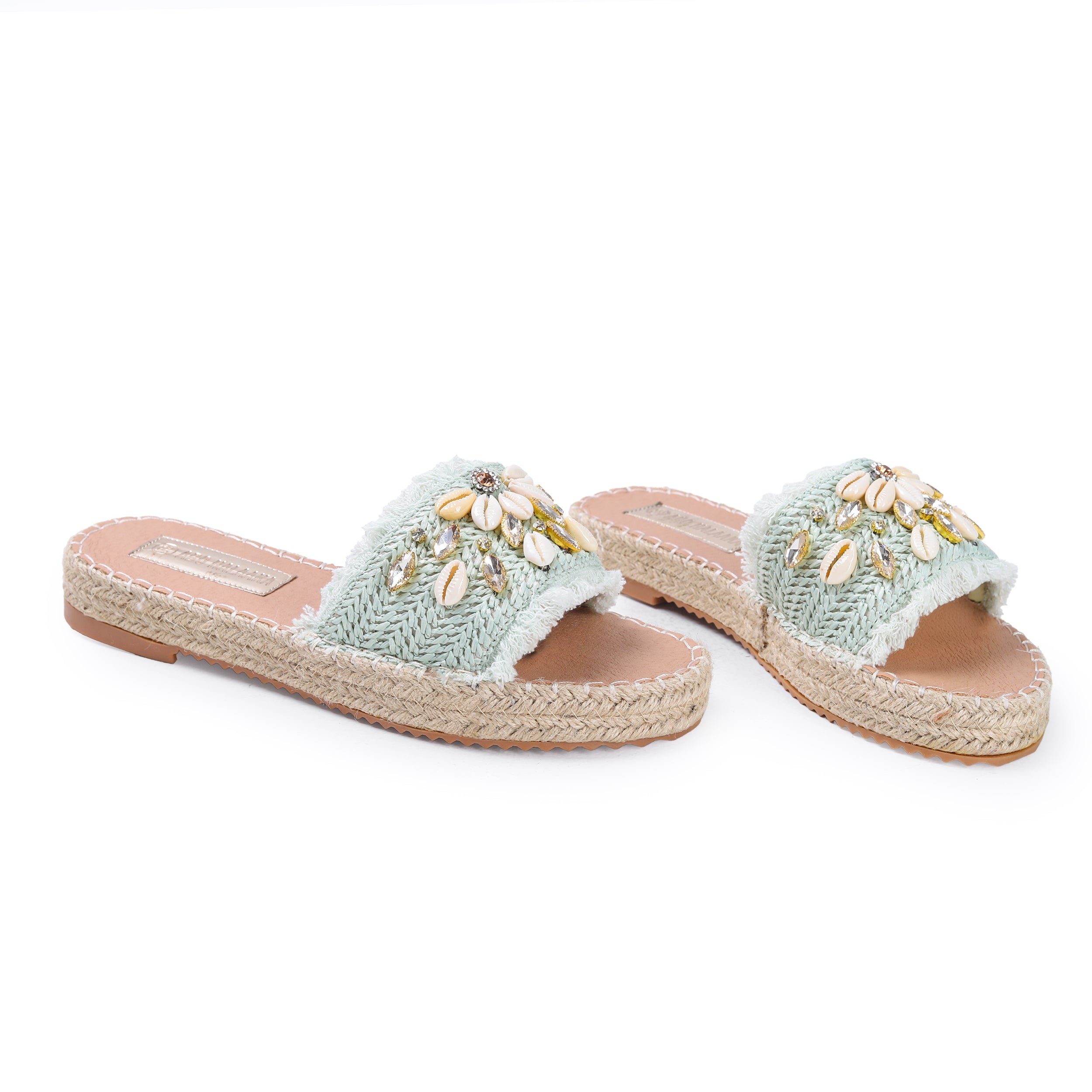 Colored Raffia Slipper For Women -119