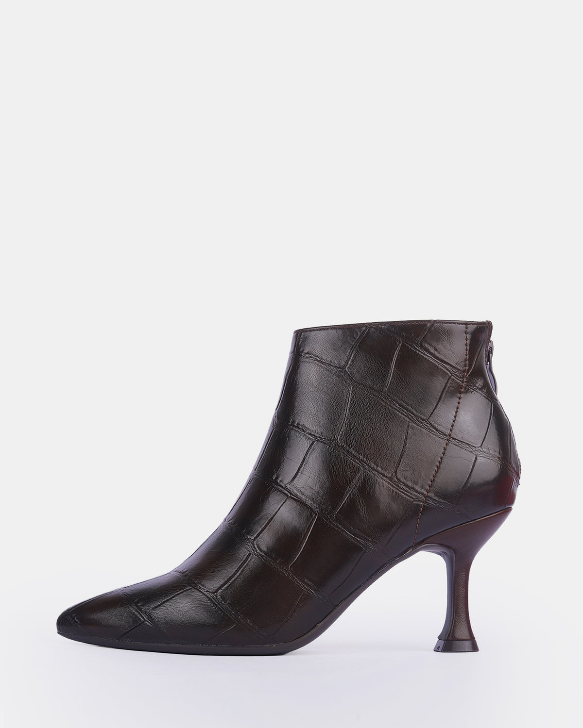 Women's Croc-Embossed Spool Heel Ankle Boots