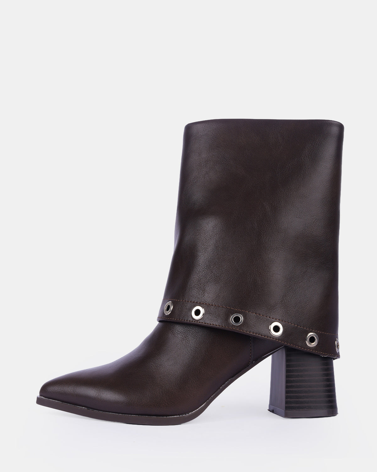 Women's Eyelet Cuff Heeled Ankle Boots